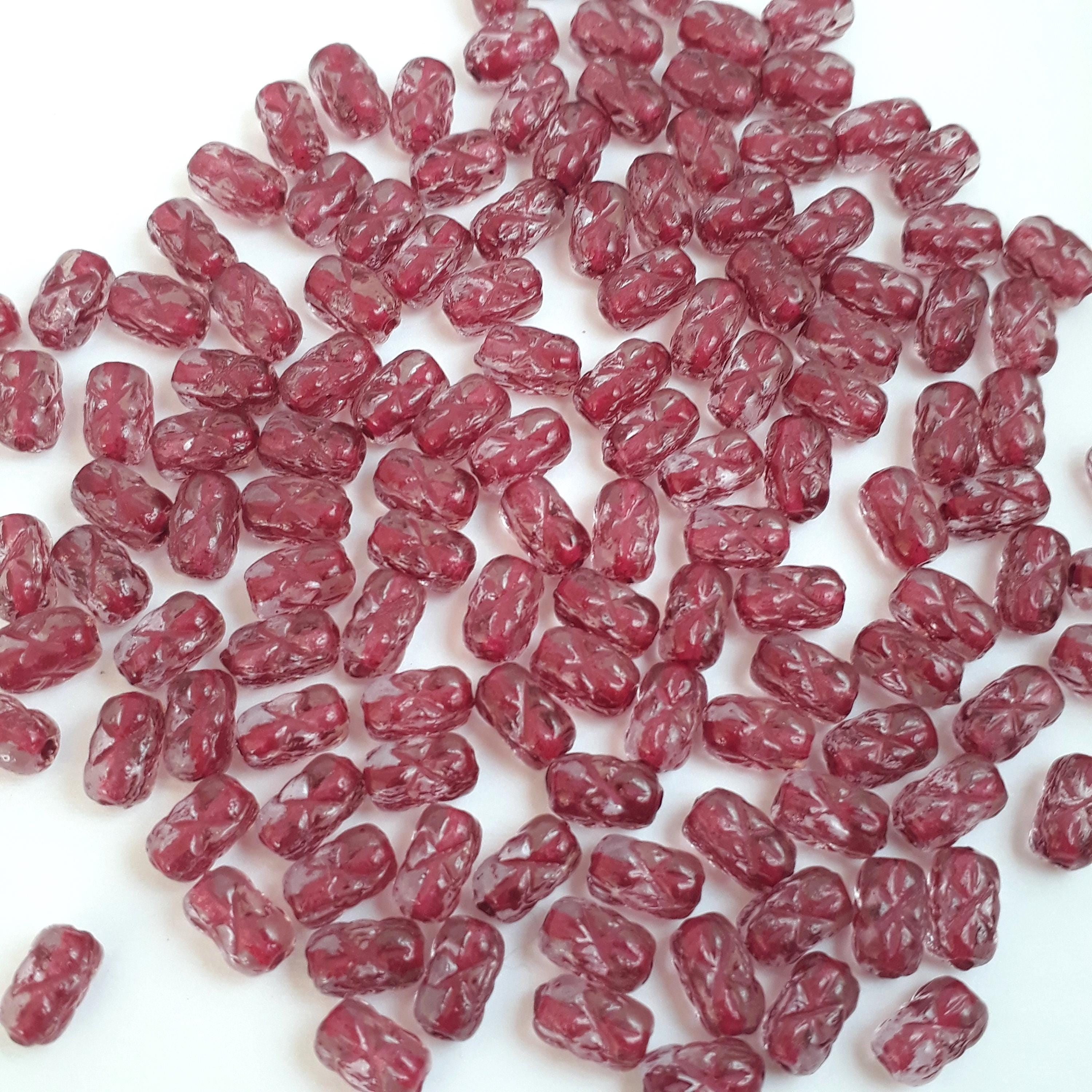 Clear & Mauve-Lined Star Czech Glass Tube 6x4mm - 30pcs