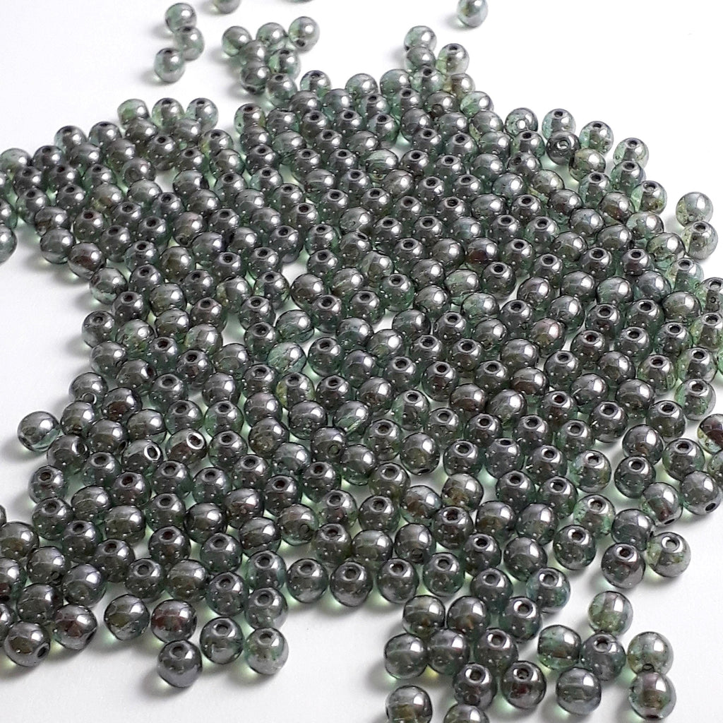 Green Lustre Round Czech Glass 3mm - 120pcs