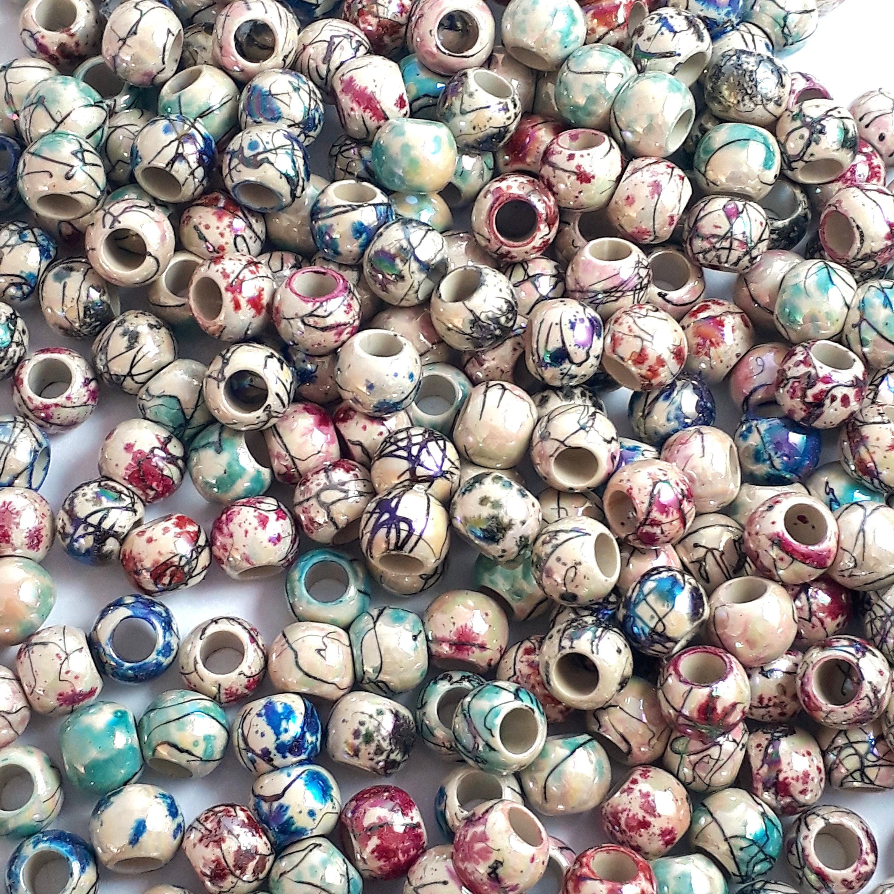 Acrylic AB Drawbench Patterned Pony 8x6mm - 50pcs