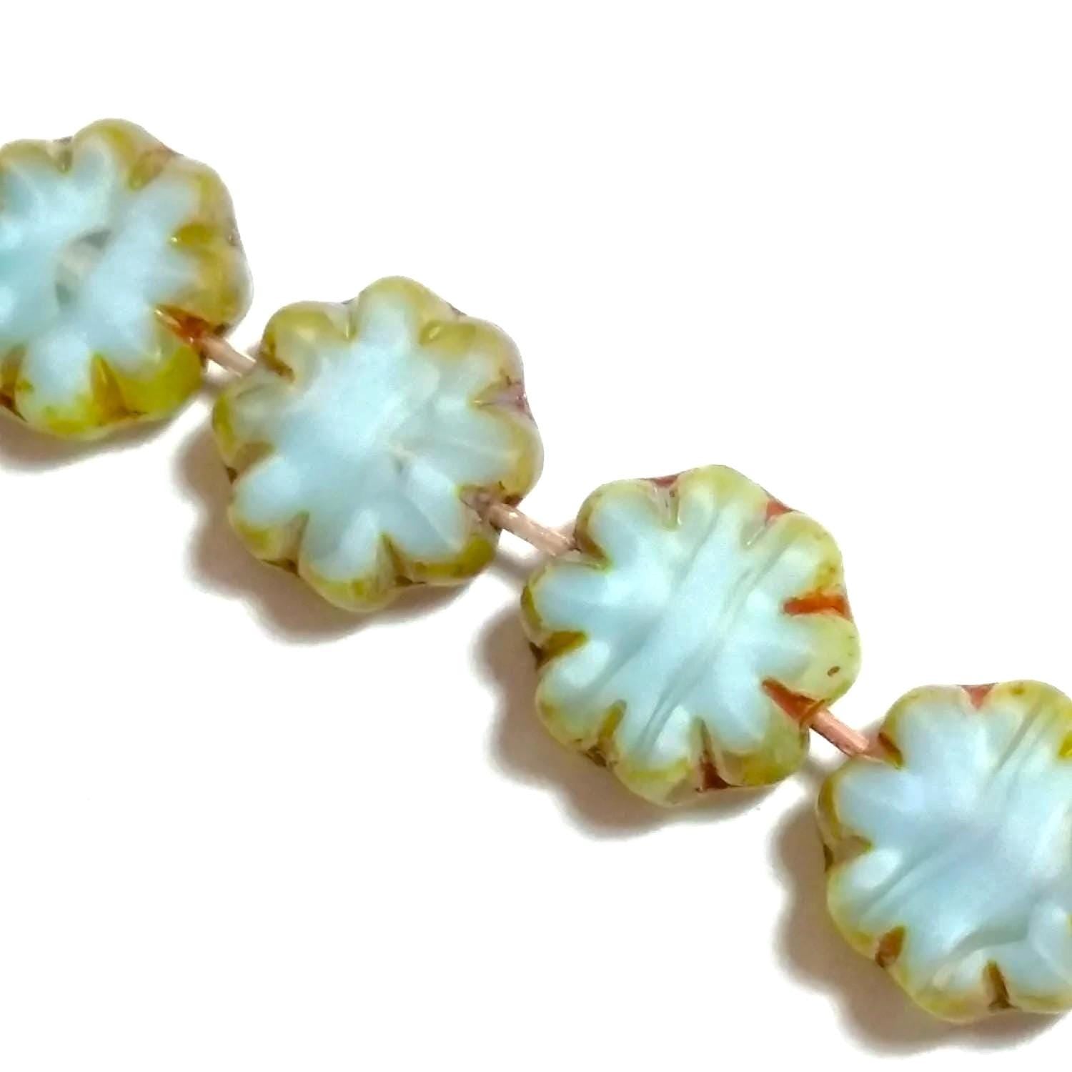Baby Blue Table Cut Flower Czech Glass 9mm - 6pcs