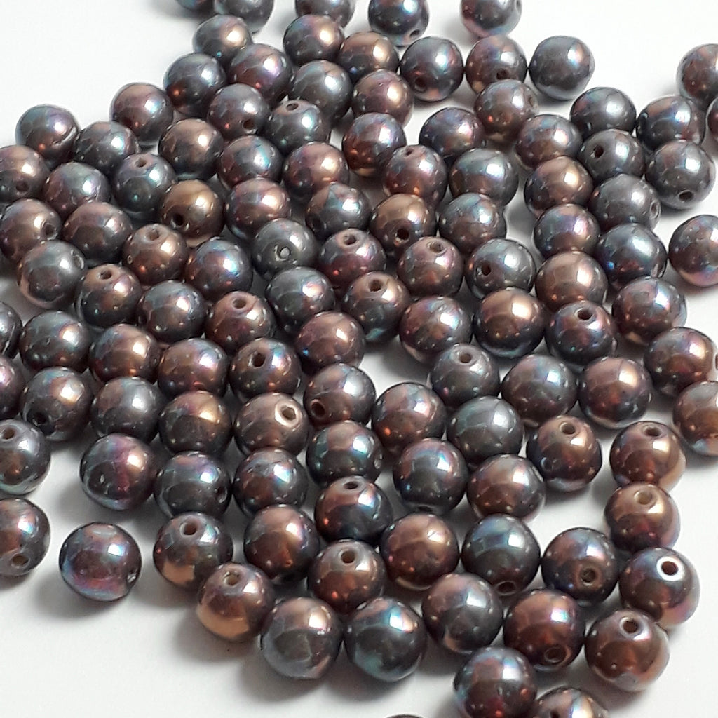 Metallic Orange AB Czech Glass 6mm - 30pcs