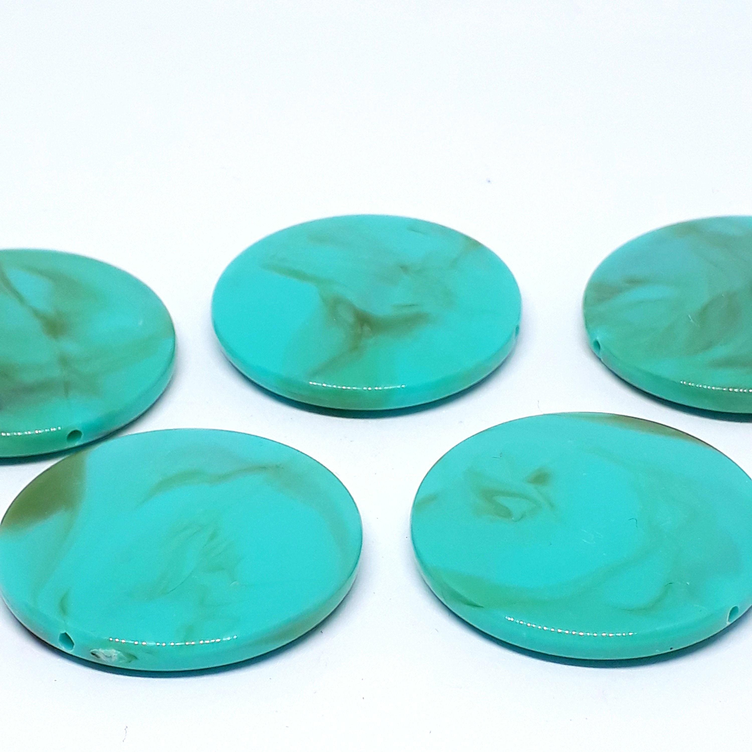 Green Turquoise Acrylic Large Coin 32mm - 5pcs
