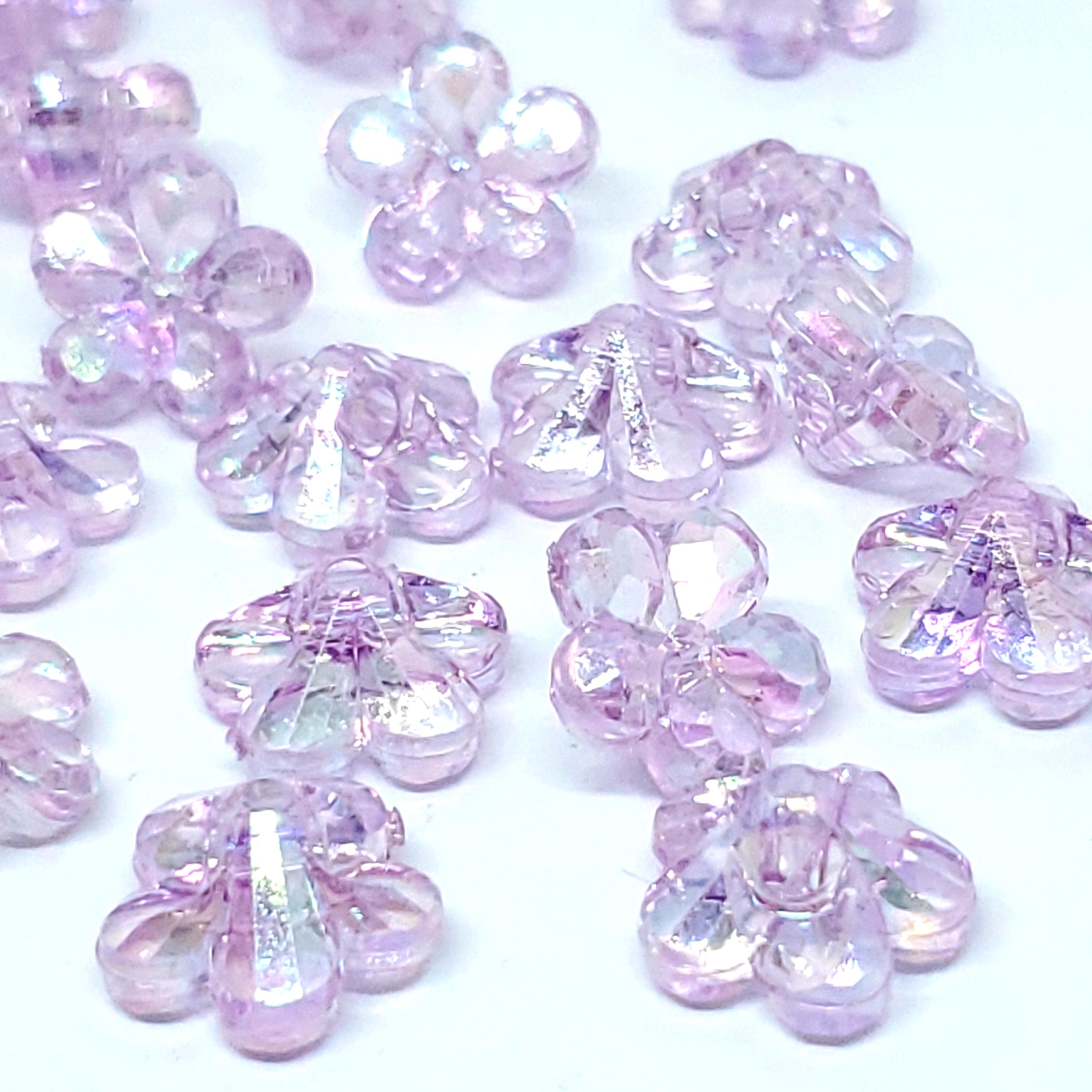 Purple AB Bell Flower Acrylic Faceted 12mm - 50pcs