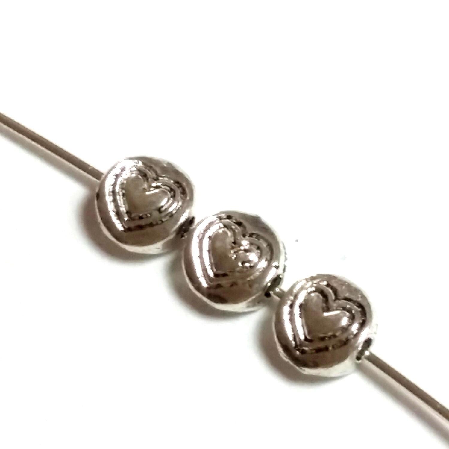 Silver Heart Antique Silver 6mm - 25pcs