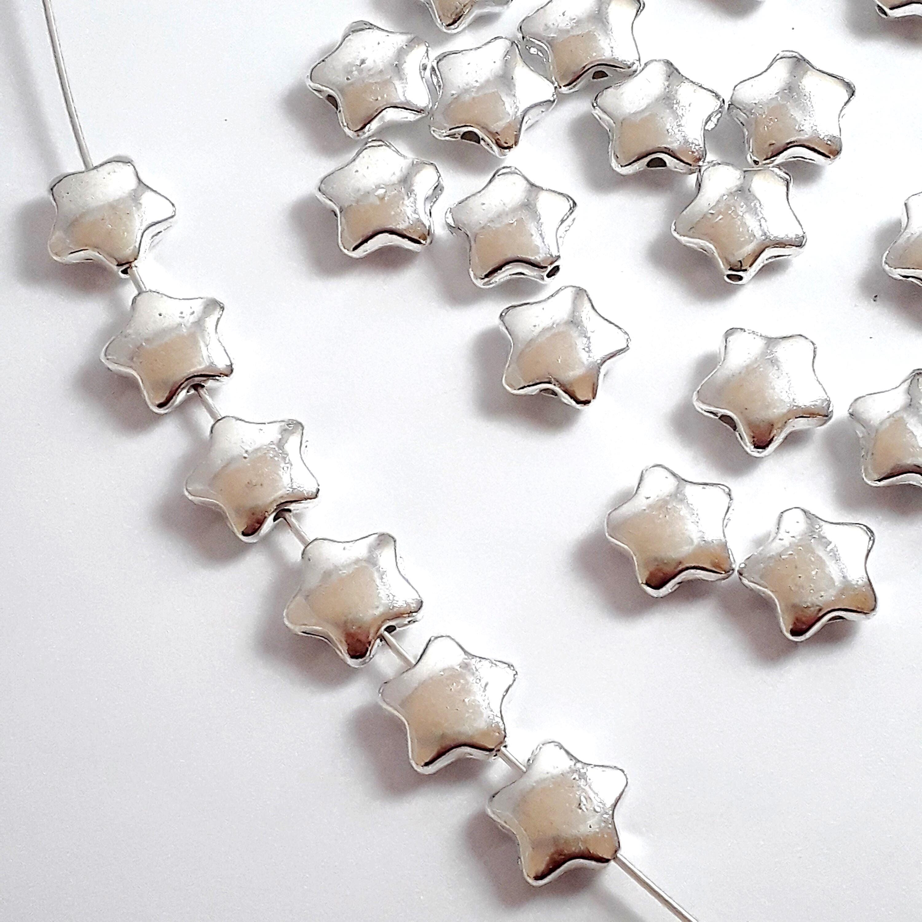 Smooth Star Silver Plated 11x10mm - 10pcs