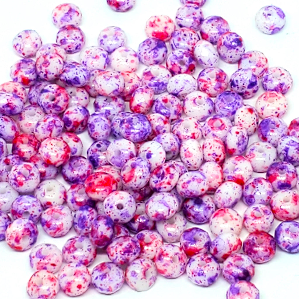 Mottled Purple, Pink & White Czech Glass Faceted Rondelle 5x3mm - 40pcs