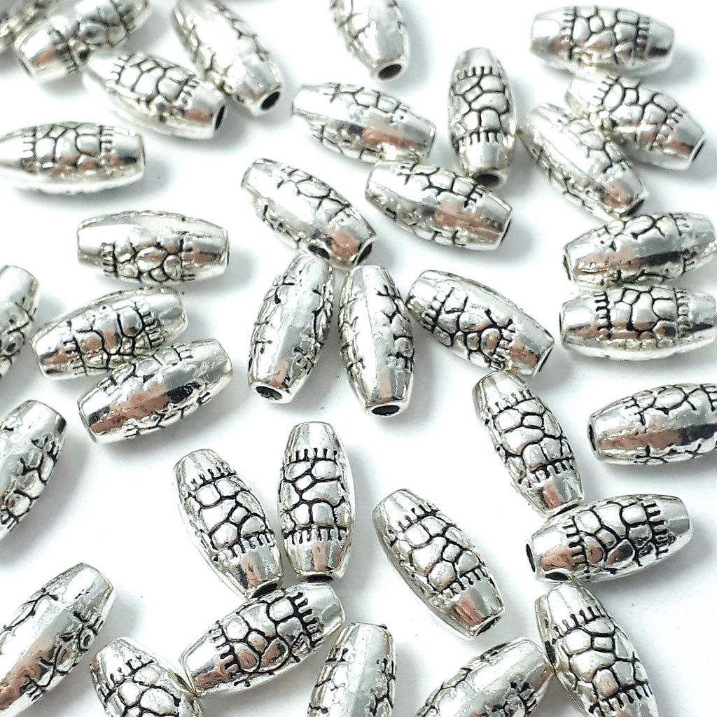 Oval Animal Print Antique Silver 10x5mm - 10pcs