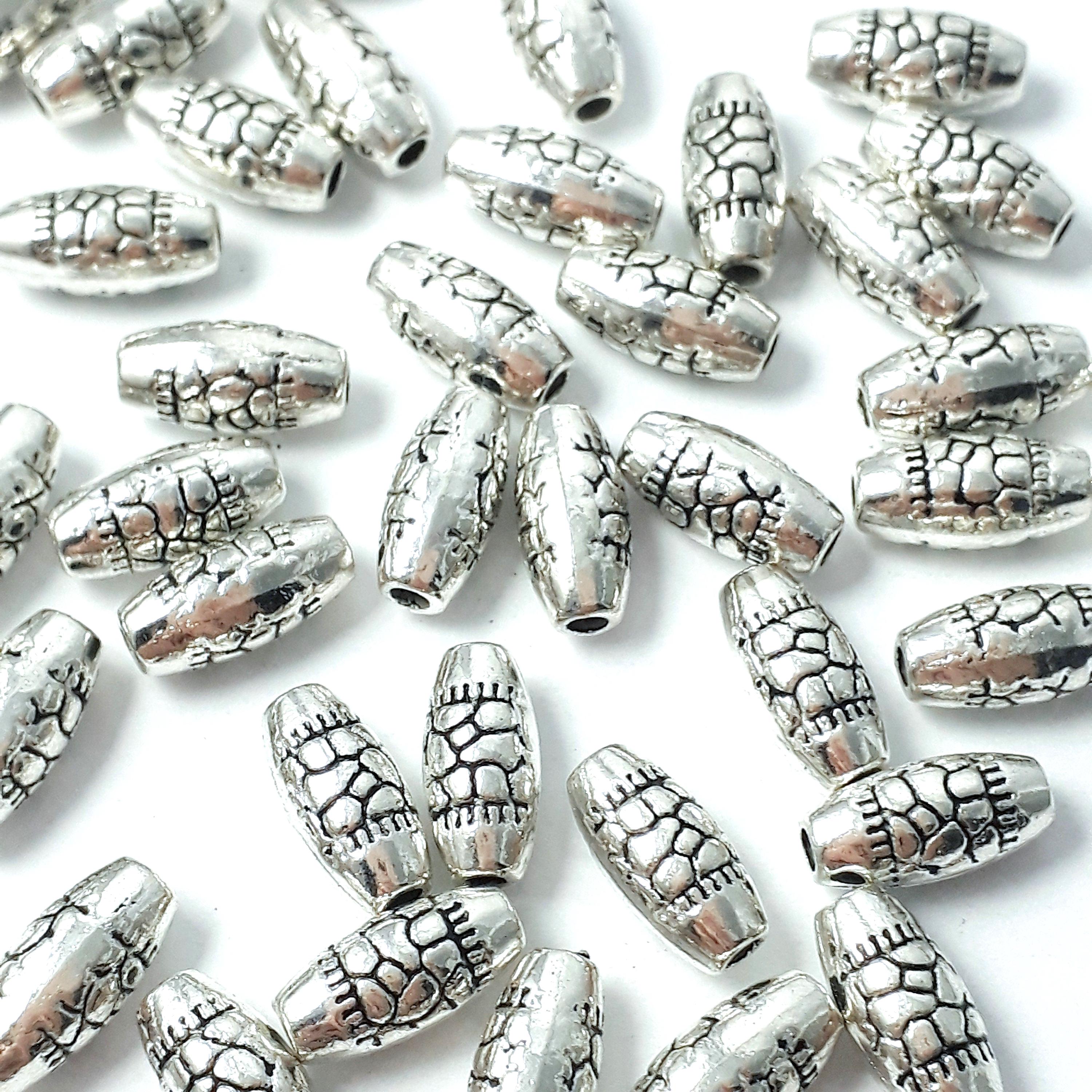 Oval Animal Print Antique Silver 10x5mm - 10pcs