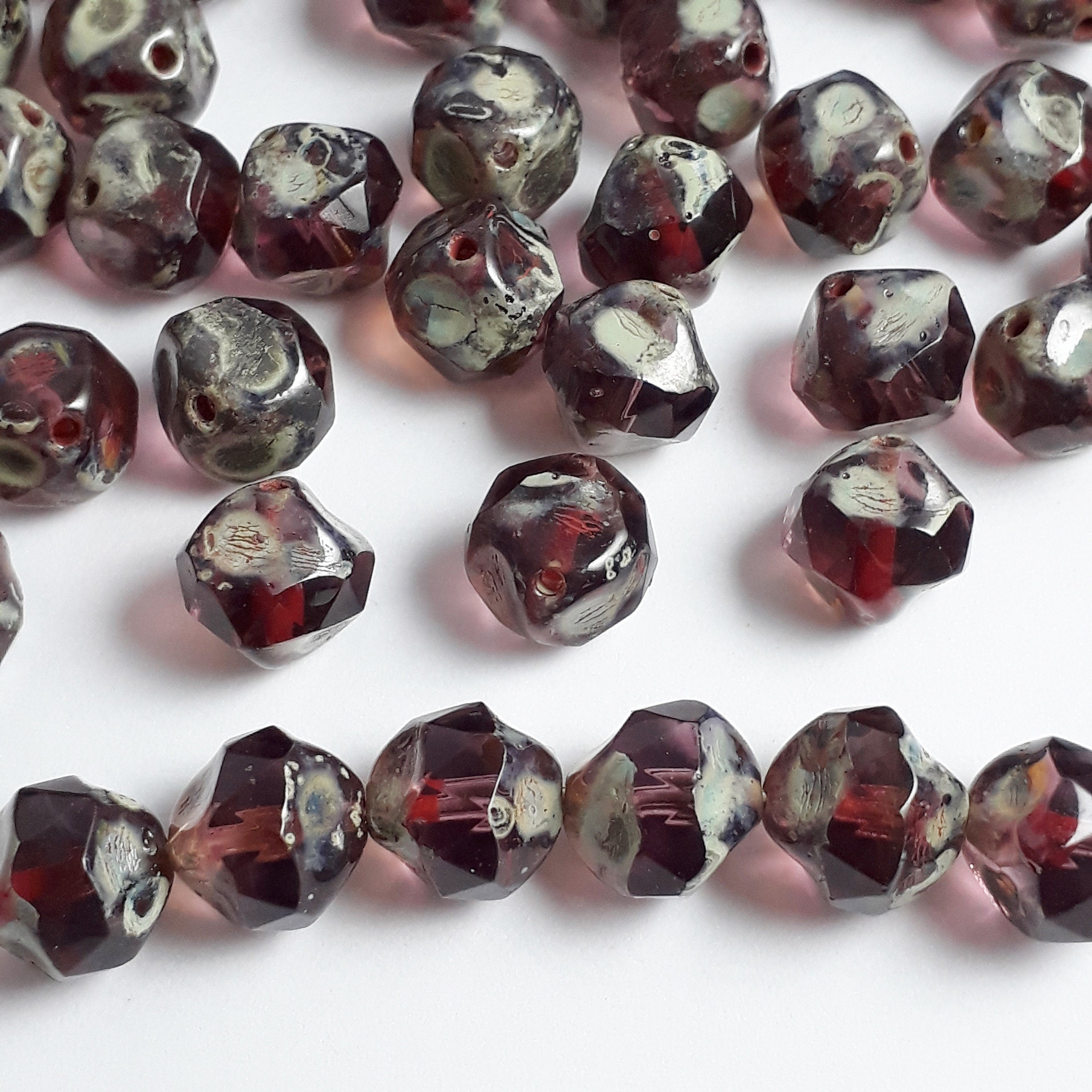 Amethyst Czech Glass Pinched Rondelle 9x8mm - 6pcs