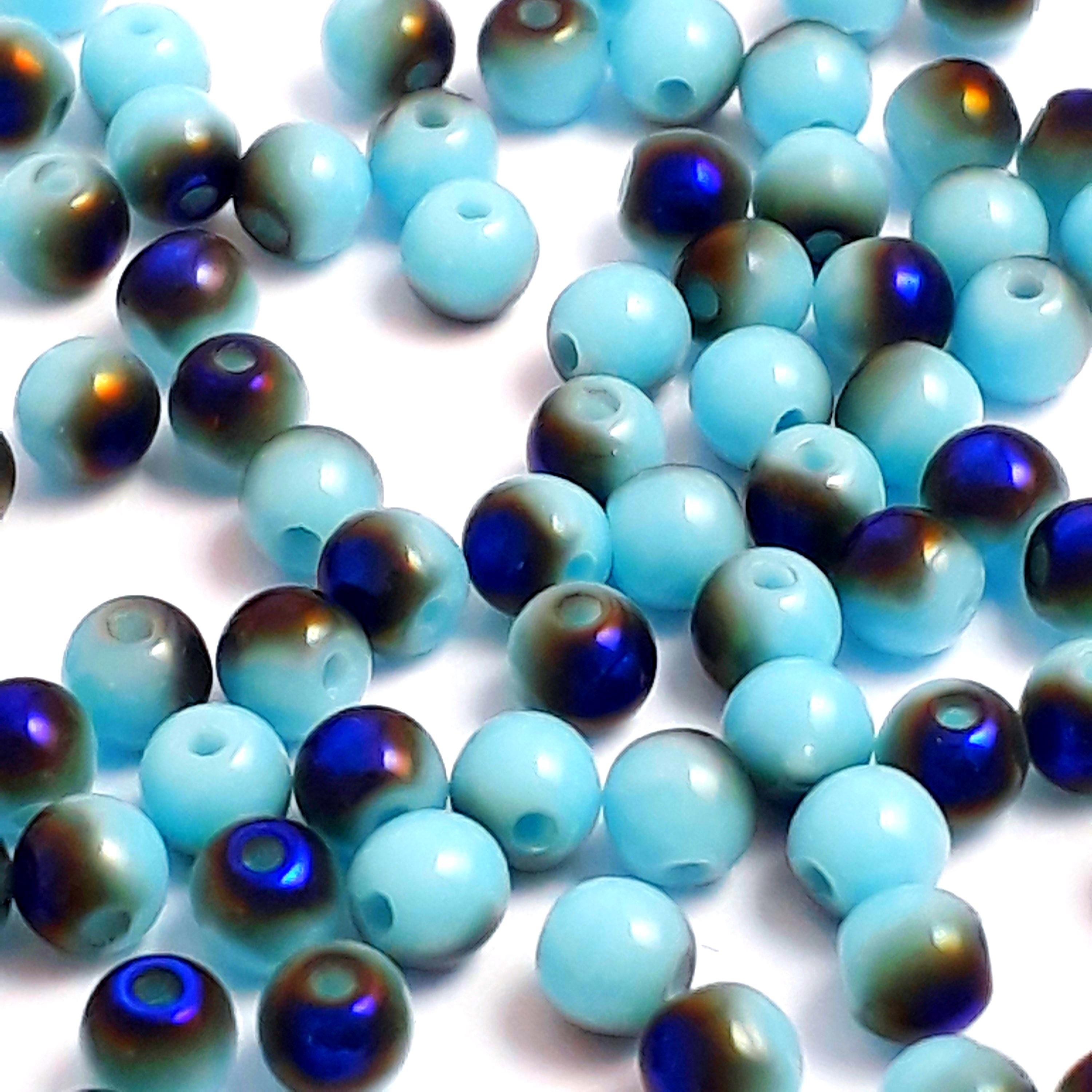 Light Blue & Metallic Blue Czech Glass Round 3mm - 120pcs
