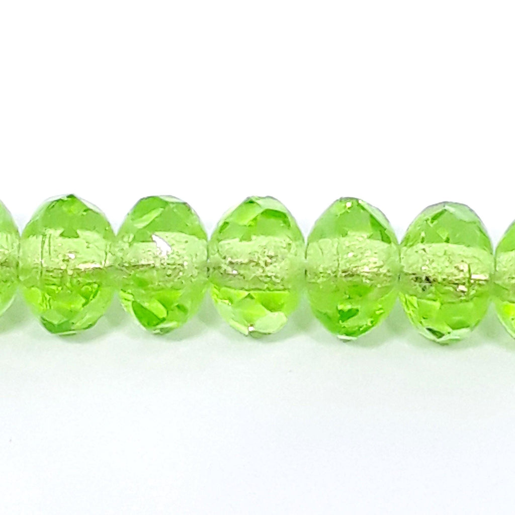 Light Green Czech Glass Faceted Rondelles 5x3mm - 40pcs