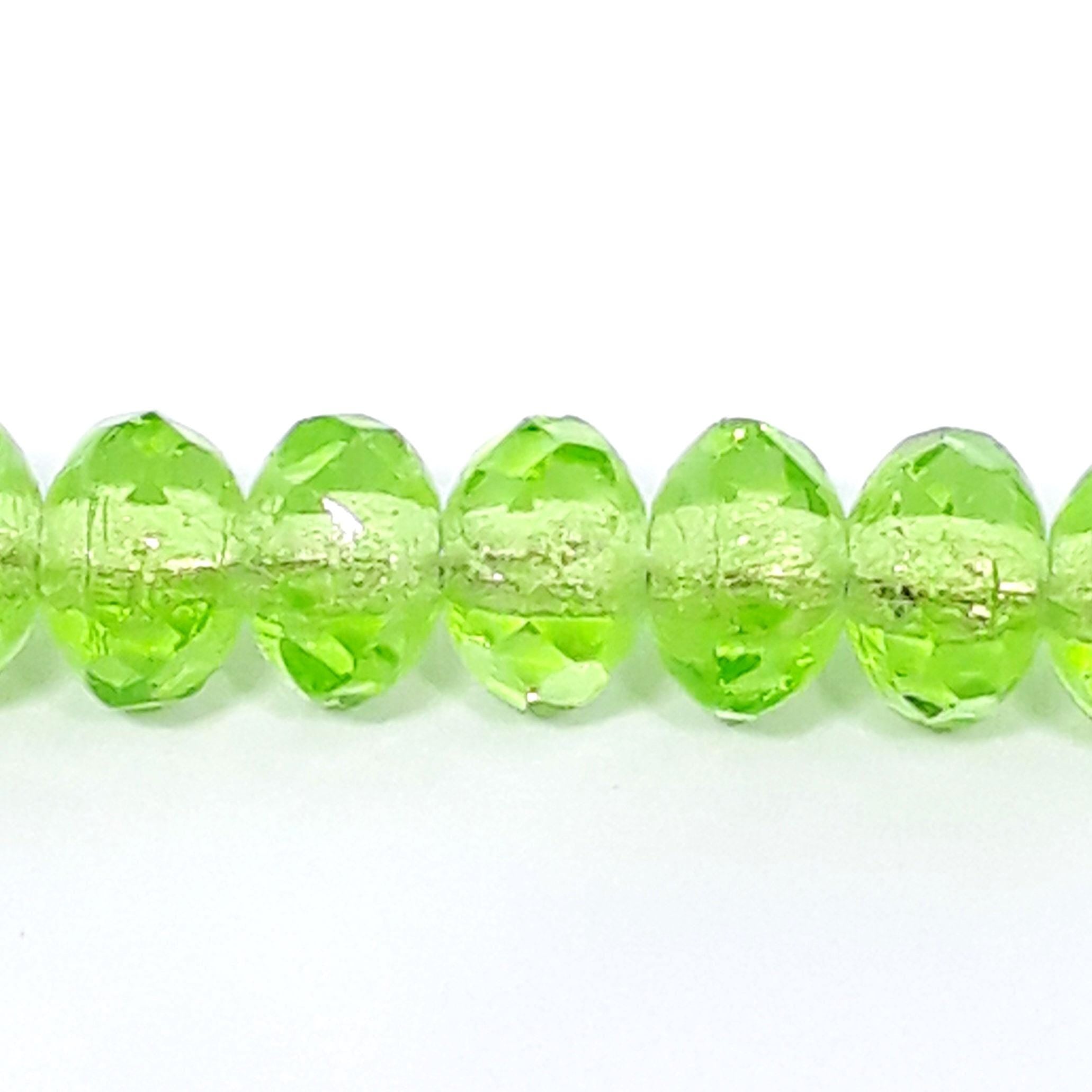 Light Green Czech Glass Faceted Rondelles 5x3mm - 40pcs