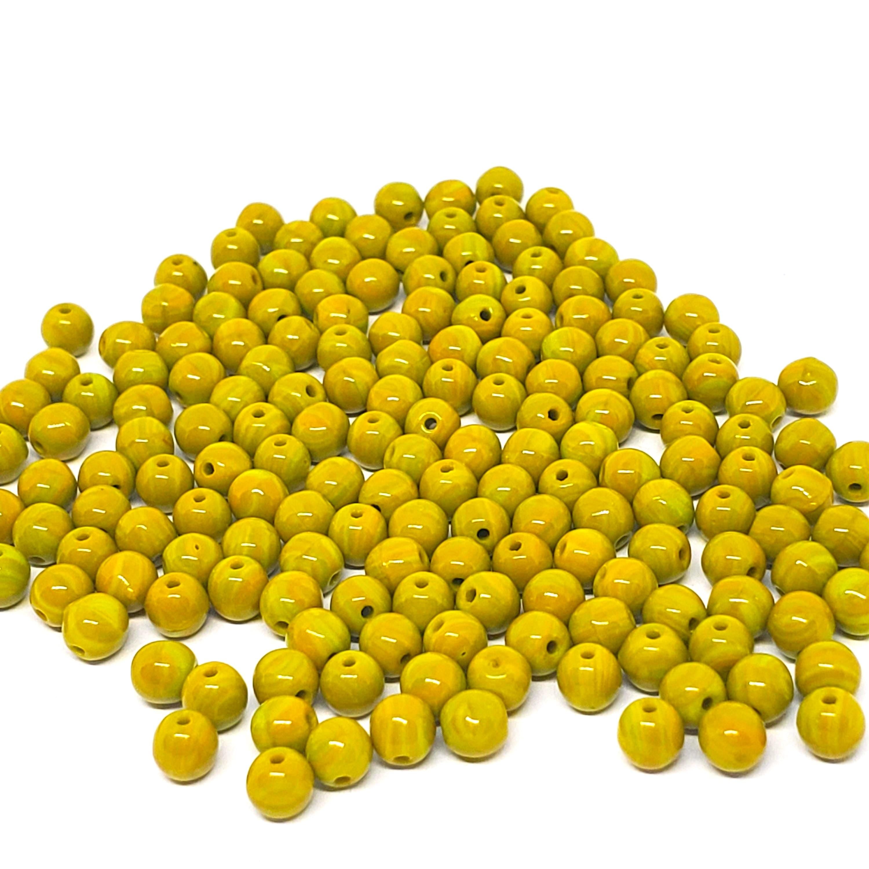 Green & Orange Czech Glass Round Druk 4mm - 60pcs