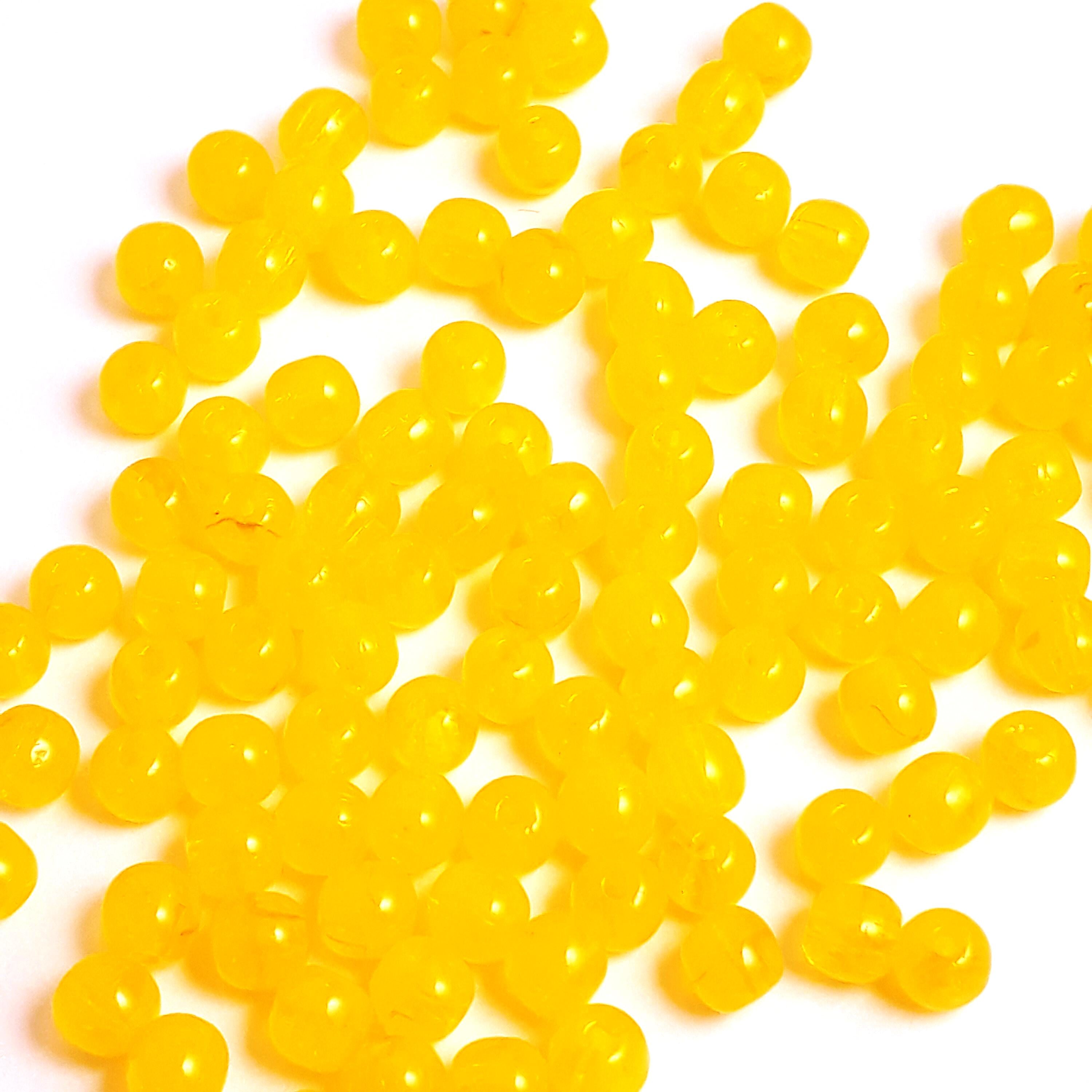 Semi-Transparent Yellow Czech Glass Druk Round 3mm - 120pcs
