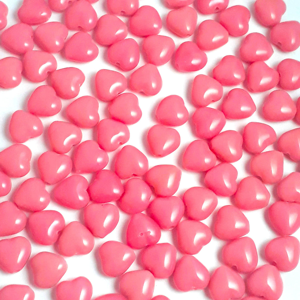 Dusty Rose Heart Opaque Czech Glass 6mm - 20pcs