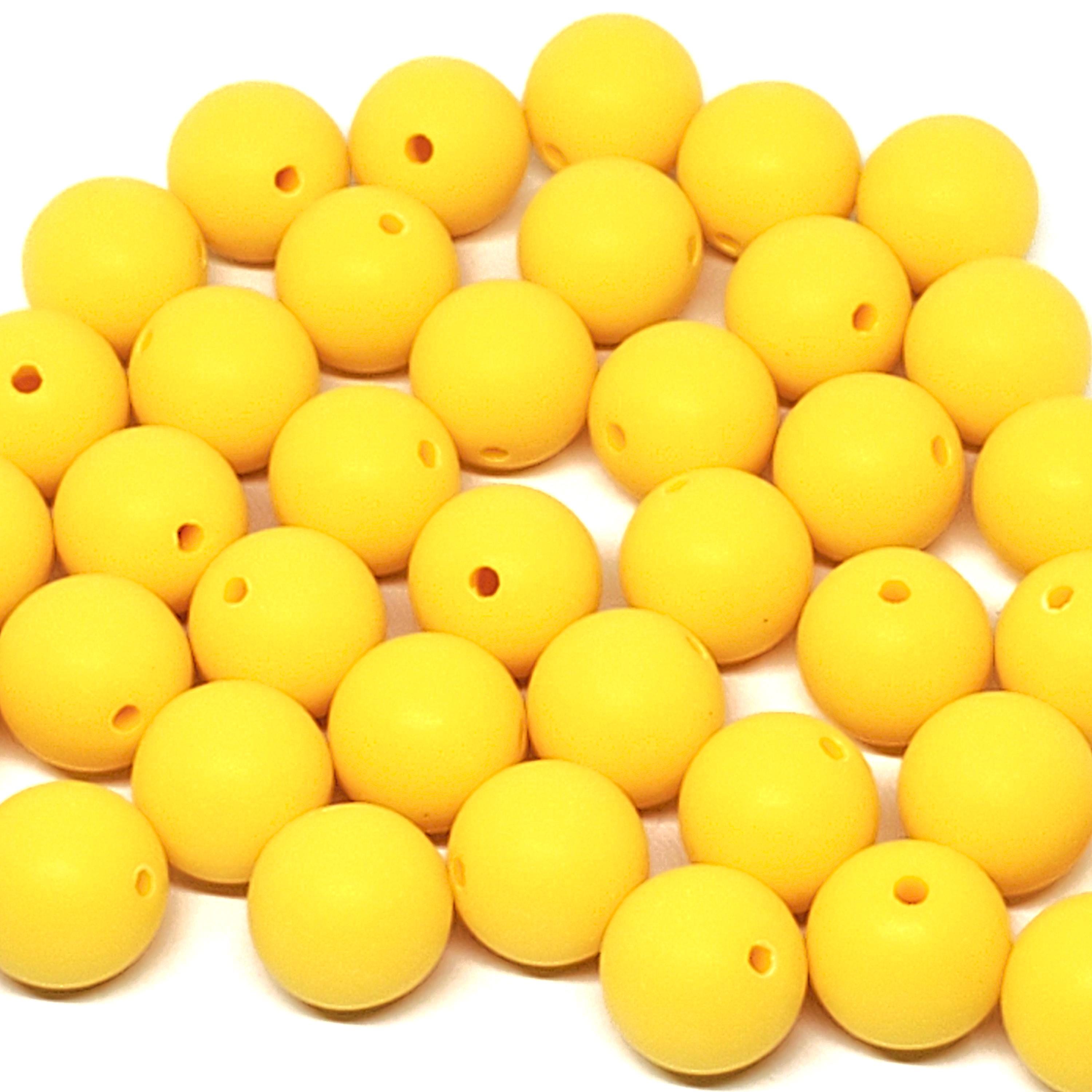 Sunshine Yellow Matte Acrylic Round 12mm - 50pcs