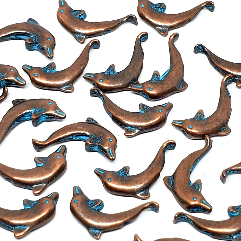 Patina Dolphin Antique Copper 19x11mm - 10pcs