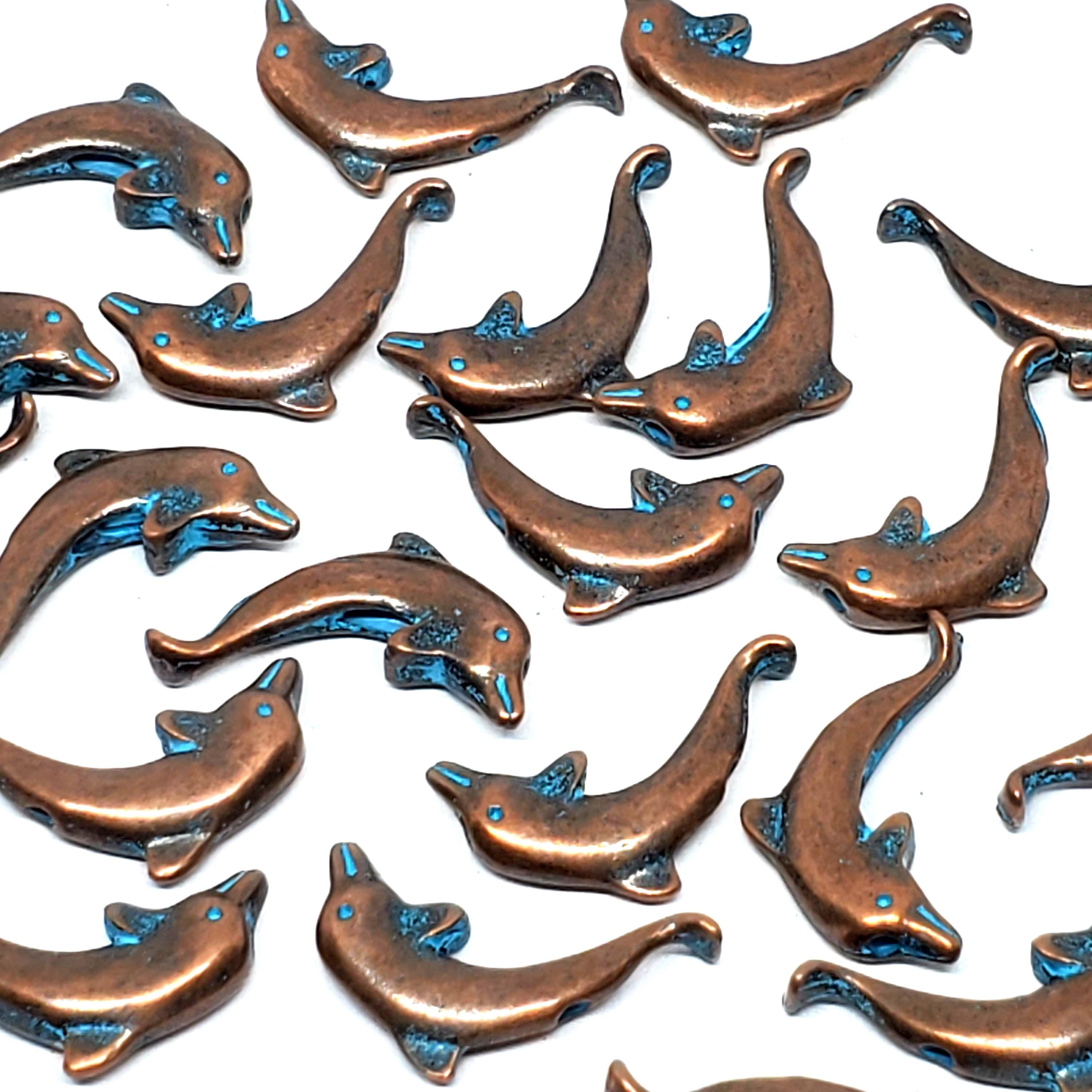 Patina Dolphin Antique Copper 19x11mm - 10pcs