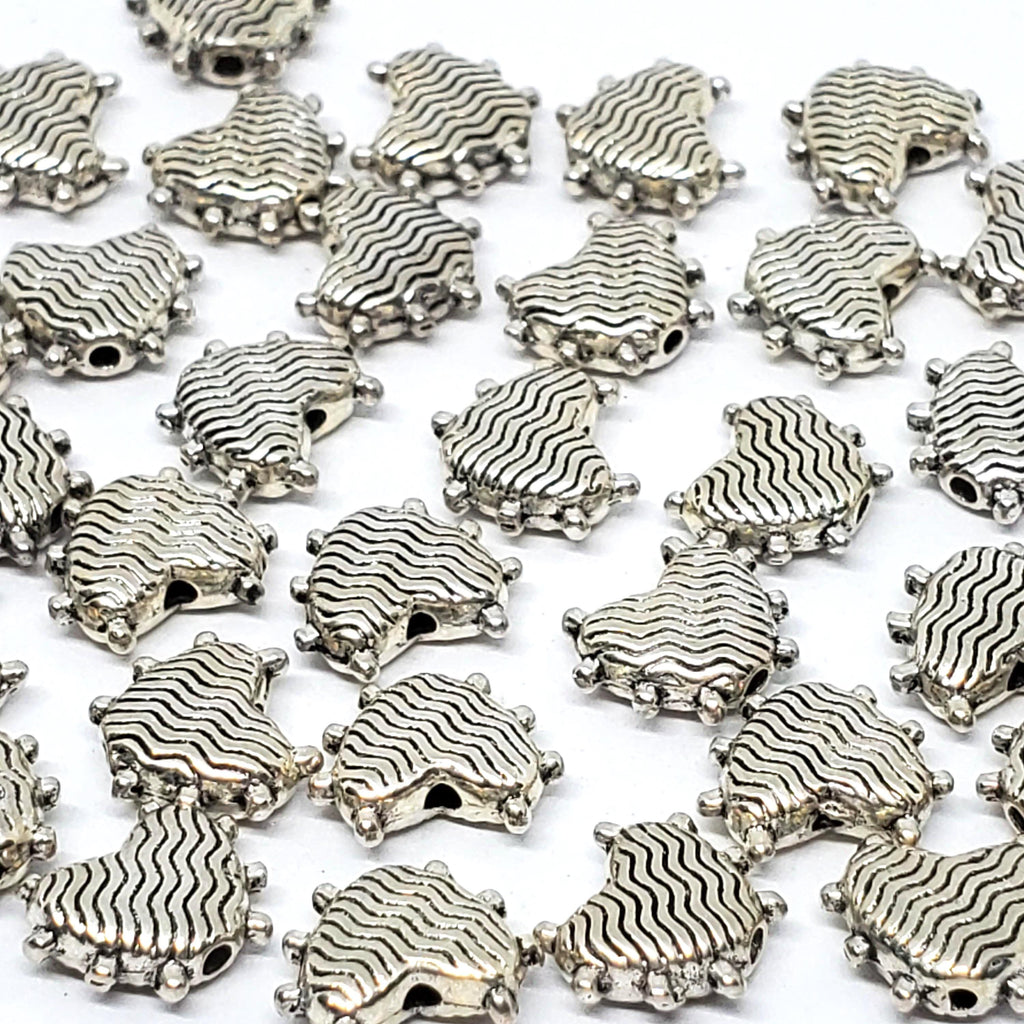 Patterned Heart Antique Silver 10x8mm - 20pcs
