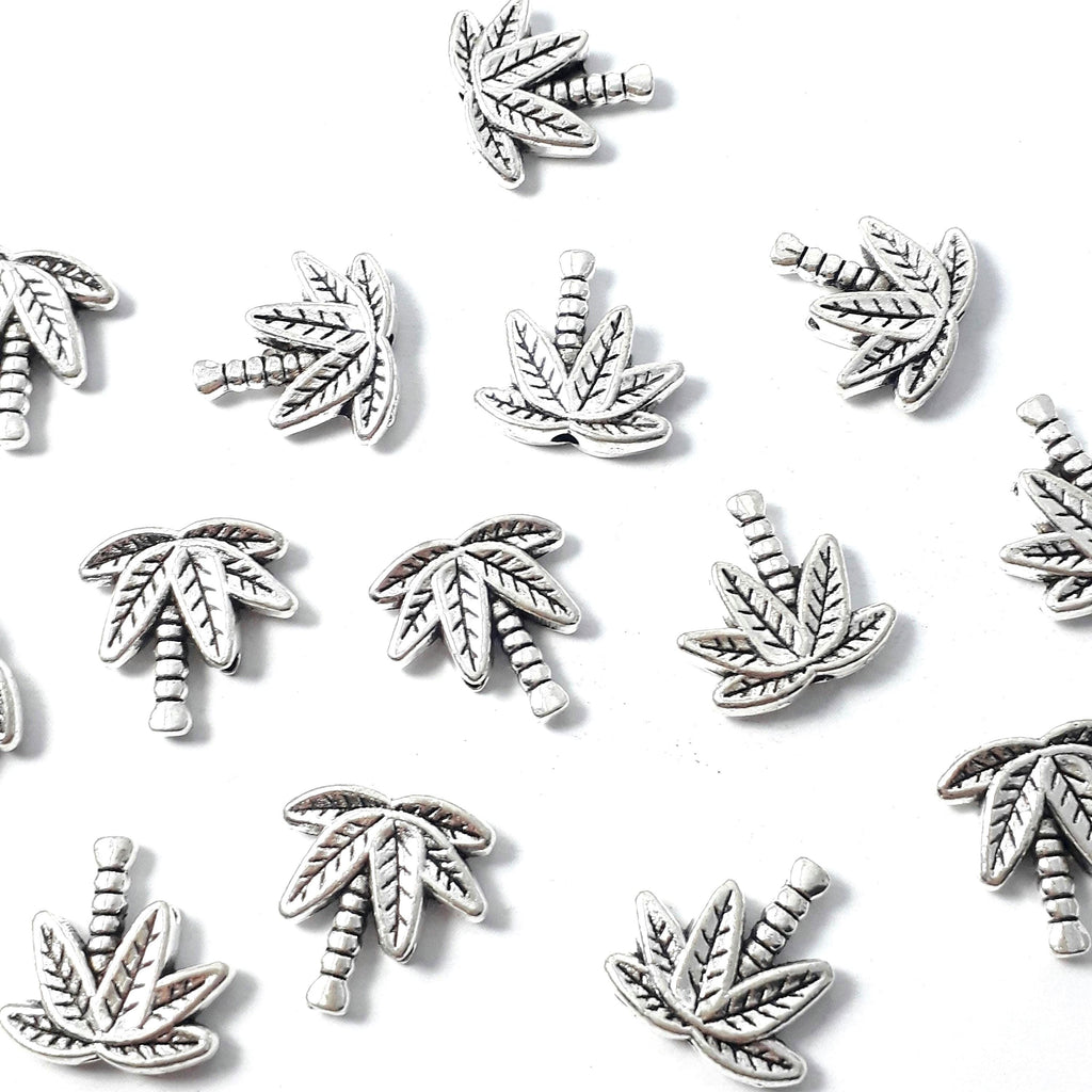 Palm Tree Antique Silver 14x14mm - 10pcs