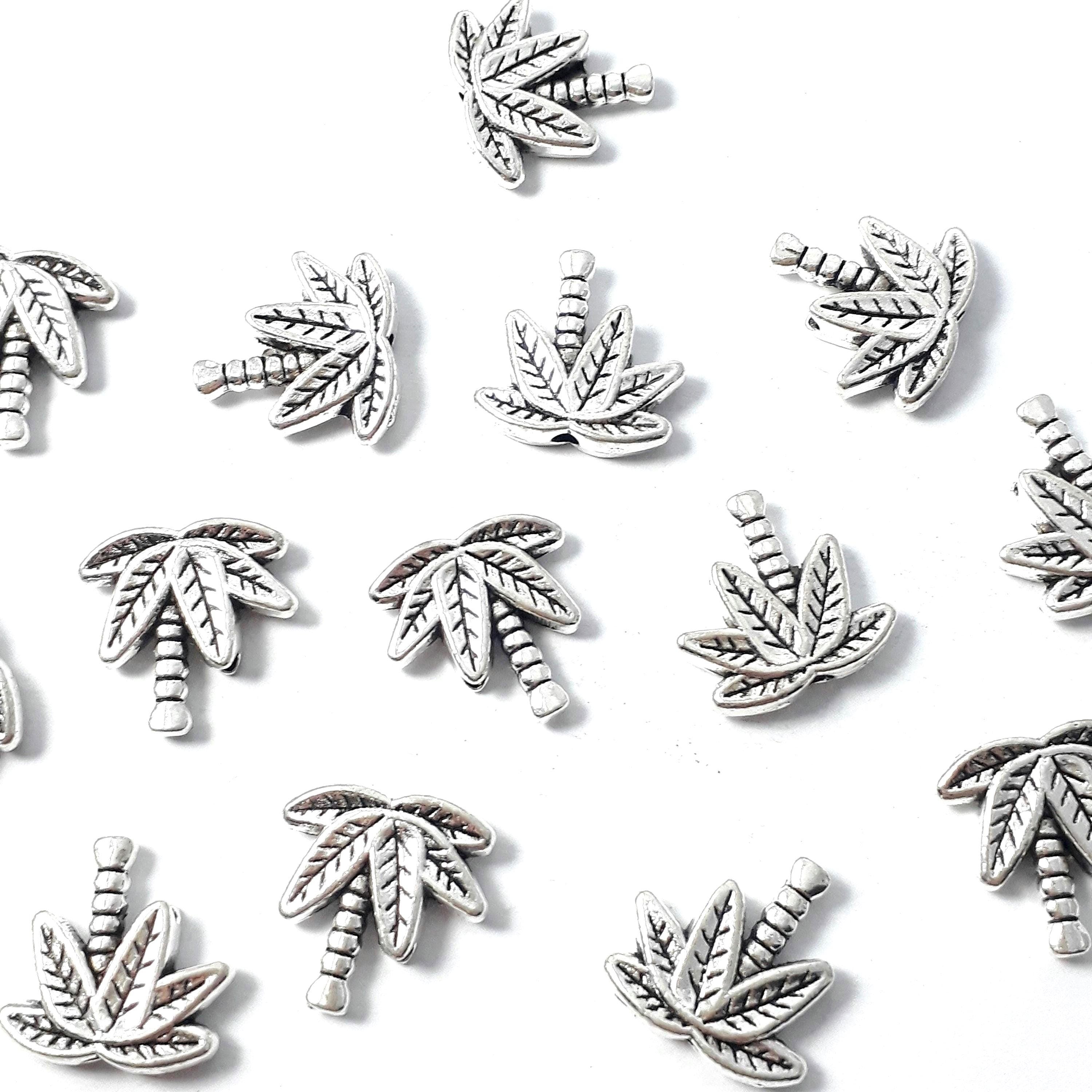 Palm Tree Antique Silver 14x14mm - 10pcs