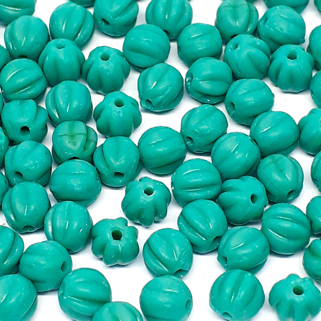Matte Teal Fluted Czech Glass 4mm - 40pcs