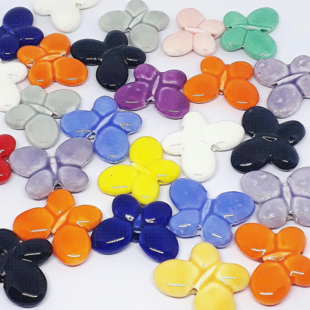 Butterfly Mixed Colour Ceramic 27x20mm - 6pcs