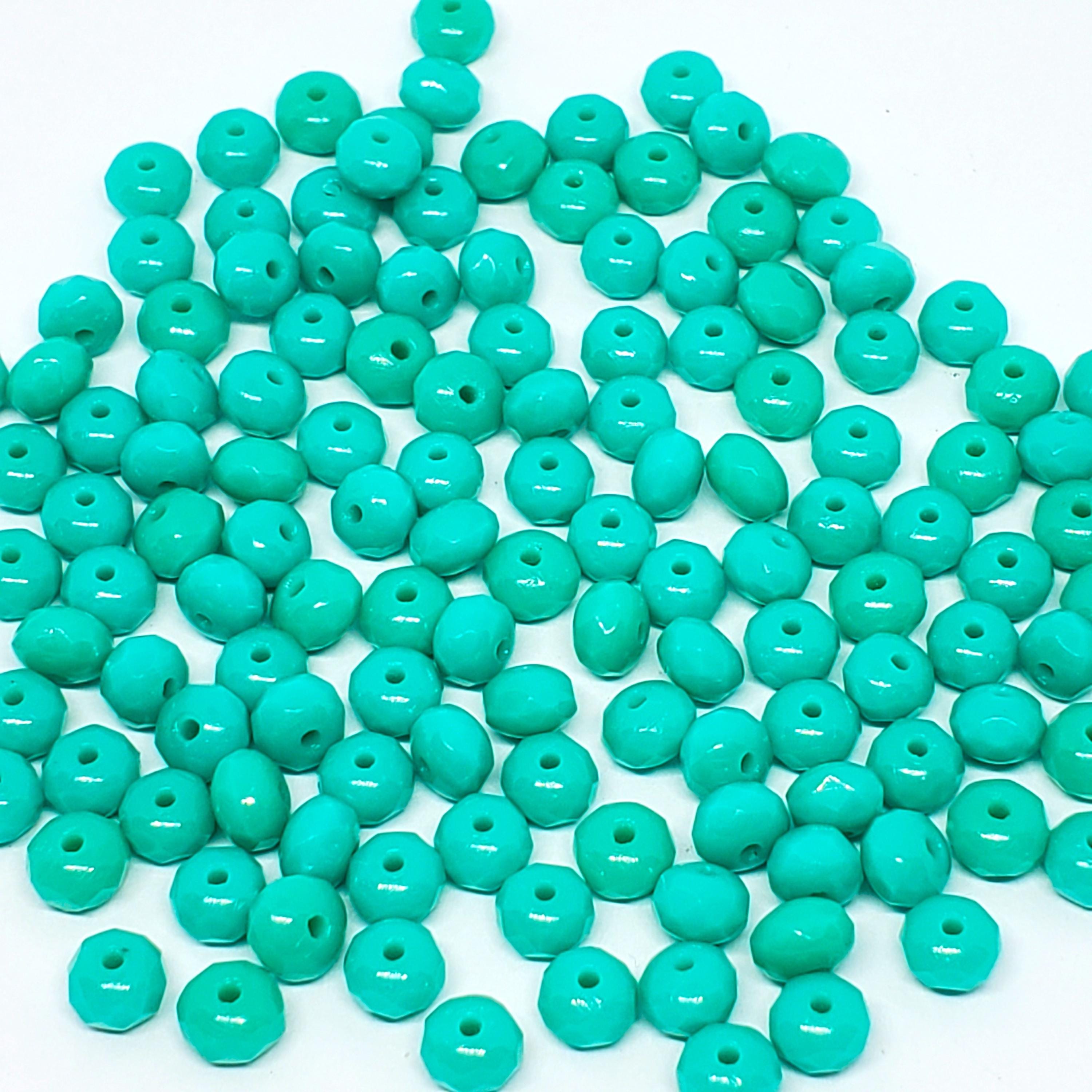 Turquoise Czech Glass Faceted Rondelle 5x3mm - 40pcs