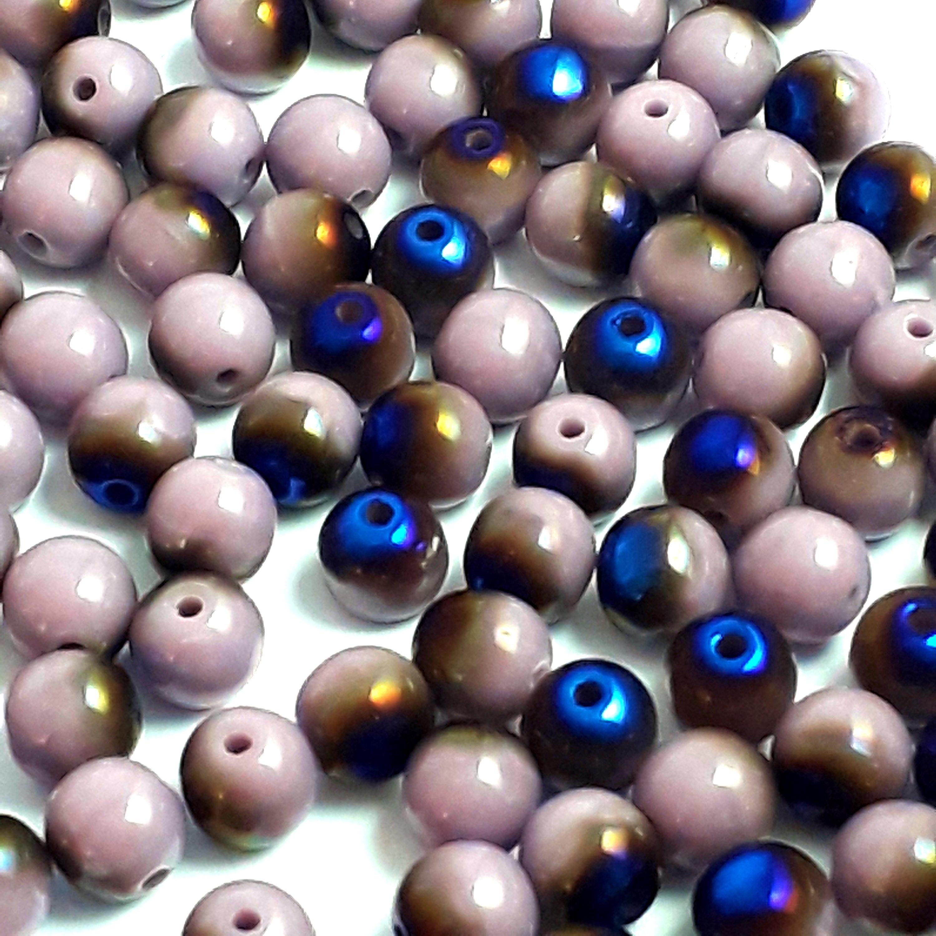 Purple & Metallic Blue Czech Glass Round 4mm - 60pcs