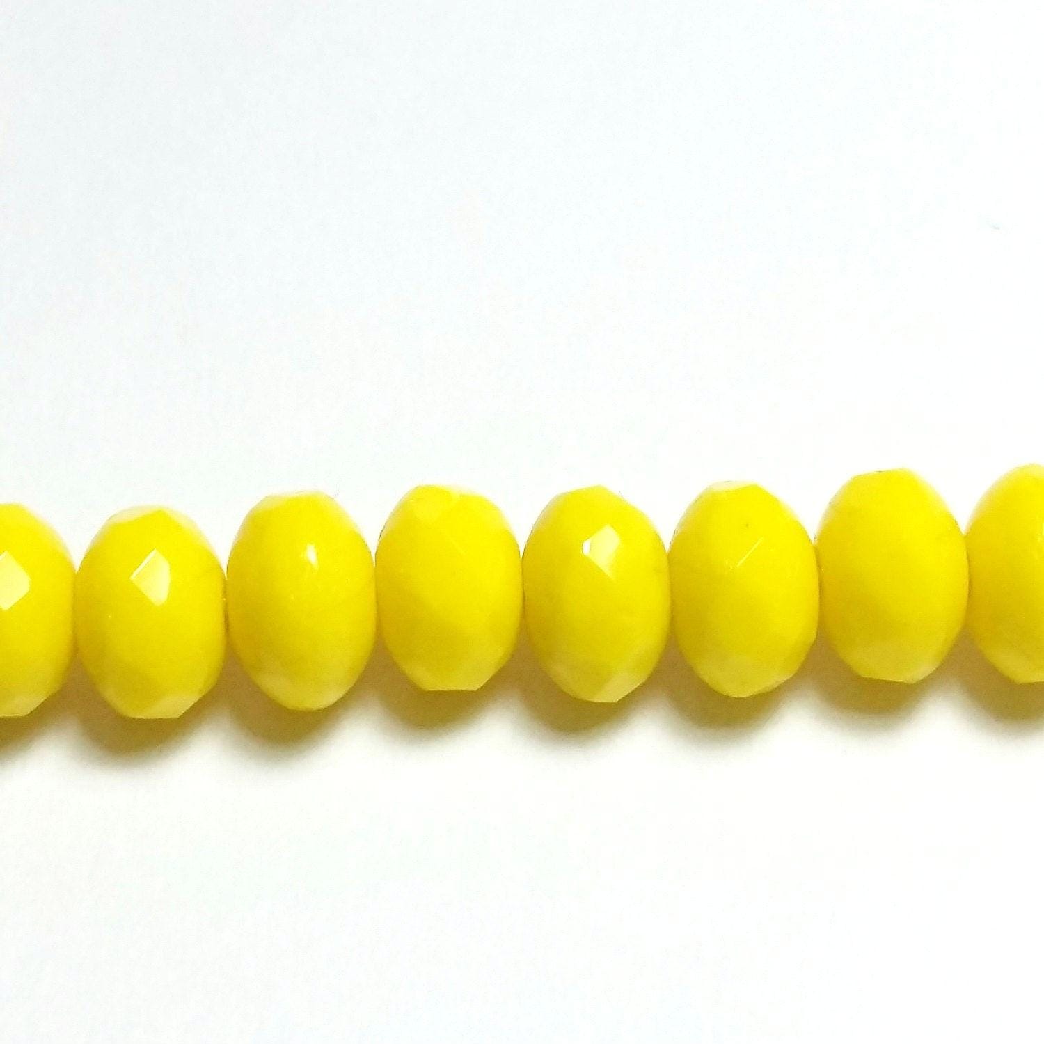 Yellow Czech Glass Faceted Rondelle 5x3mm - 40pcs