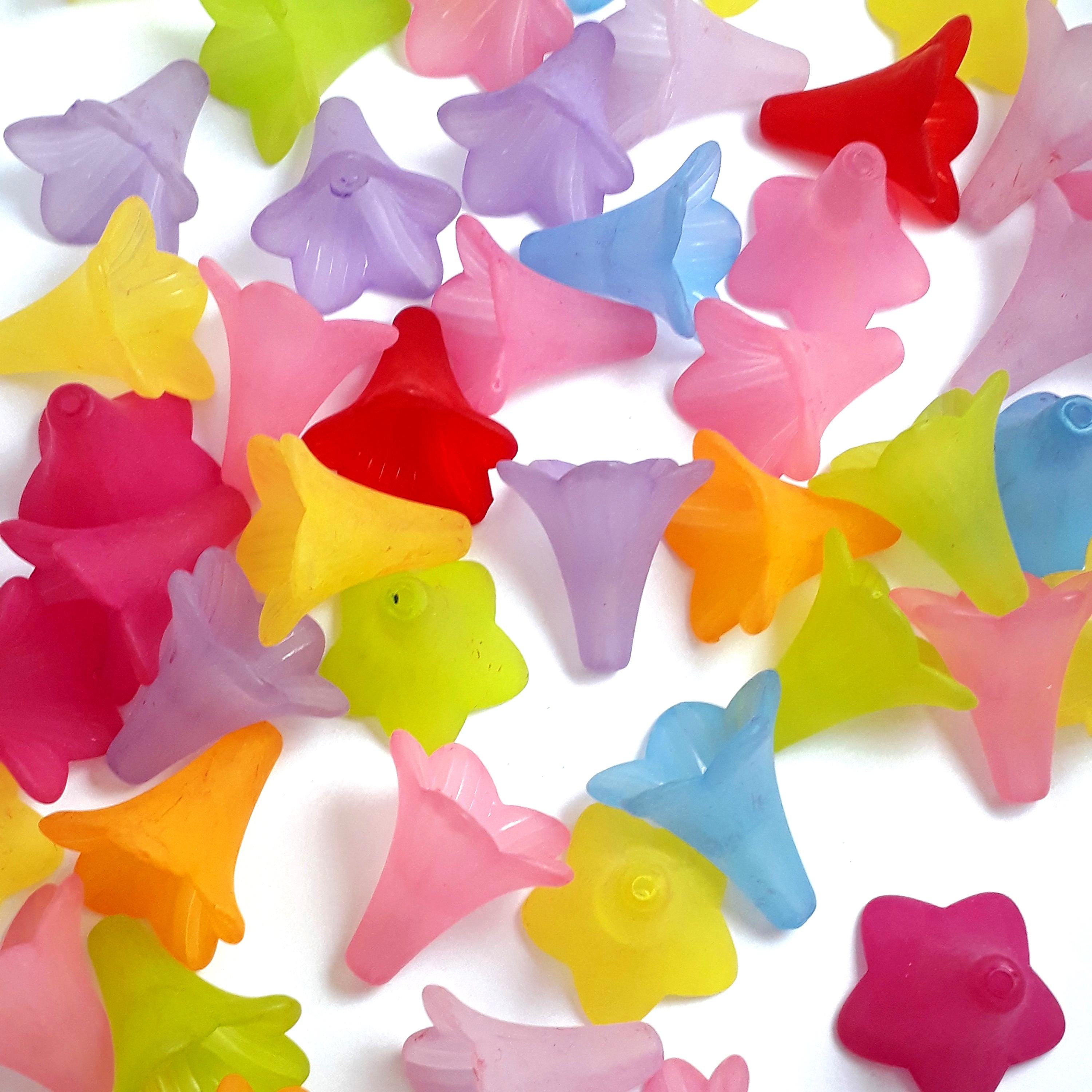 Frosted Acrylic Bell Flower Mixed Colour 22x21mm - 10pcs