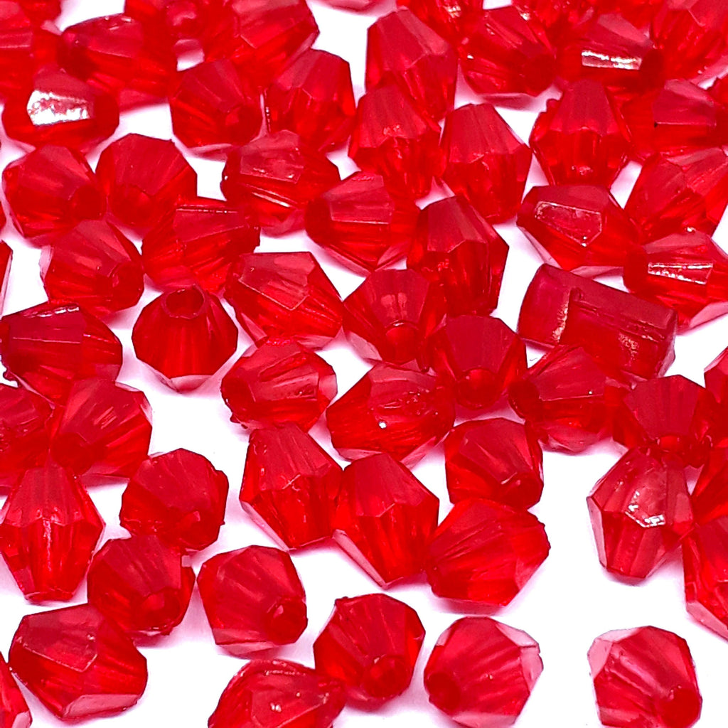 Red Acrylic Faceted Bicone 6x5mm 30g