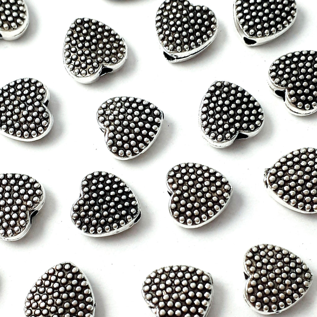 Dotted Heart Antique Silver 7mm - 20pcs