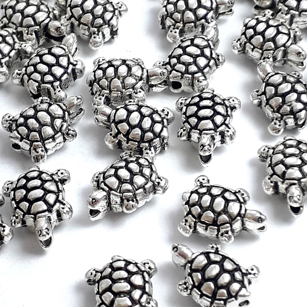Tortoise Antique Silver 10x8mm - 20pcs