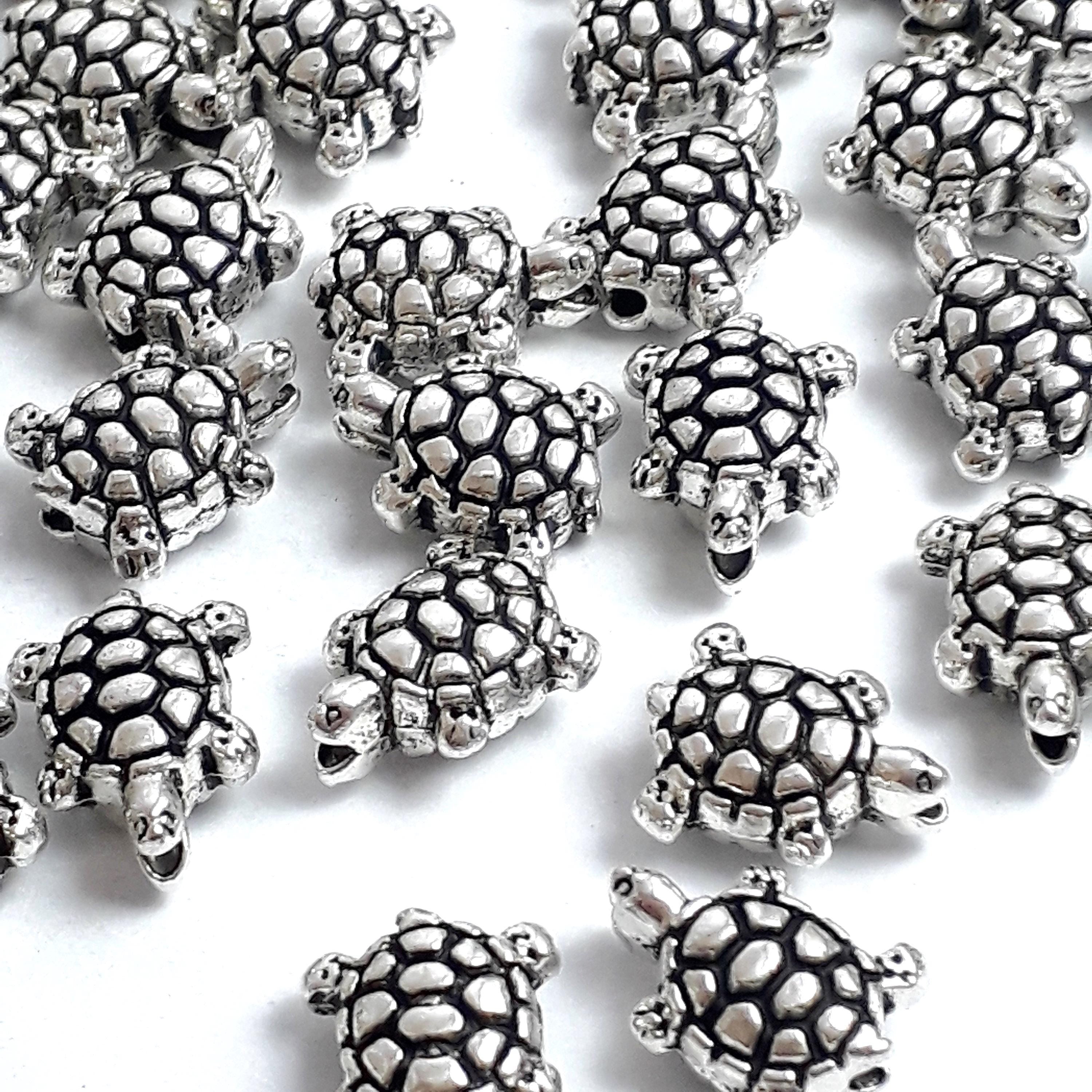Tortoise Antique Silver 10x8mm - 20pcs