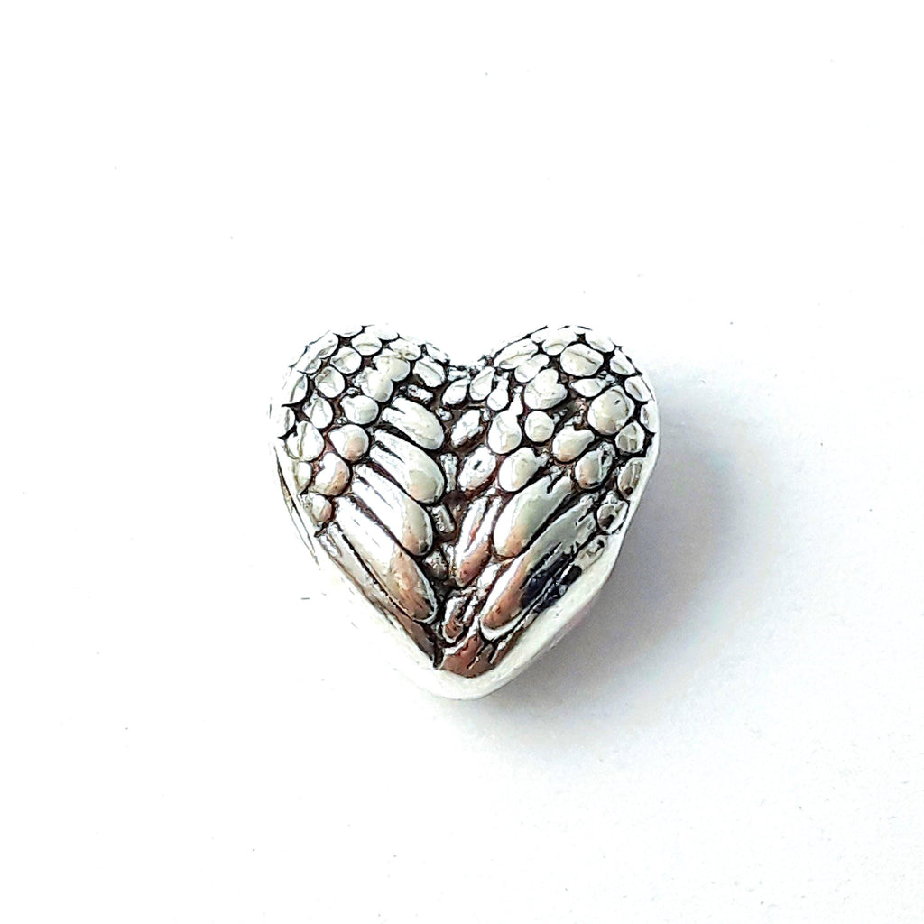 Angel Wing Heart Antique Silver 11mm - 4pcs
