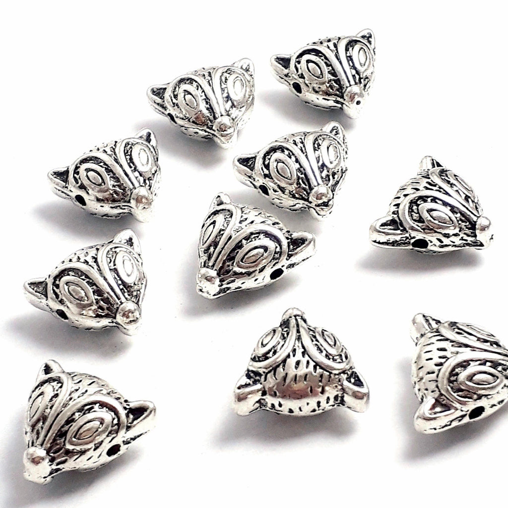 Fox Head Antique Silver 13mm - 2pcs