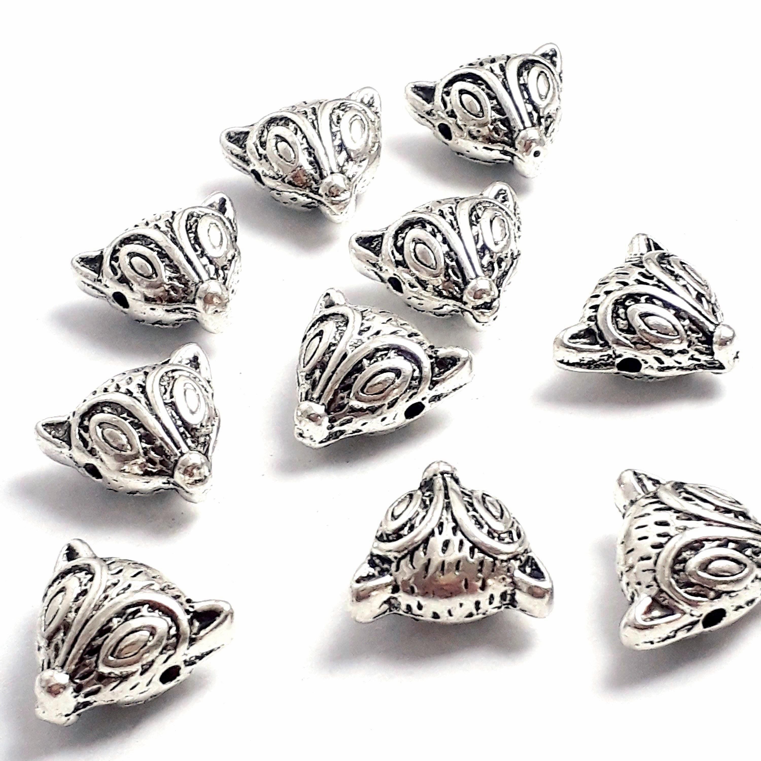 Fox Head Antique Silver 13mm - 2pcs