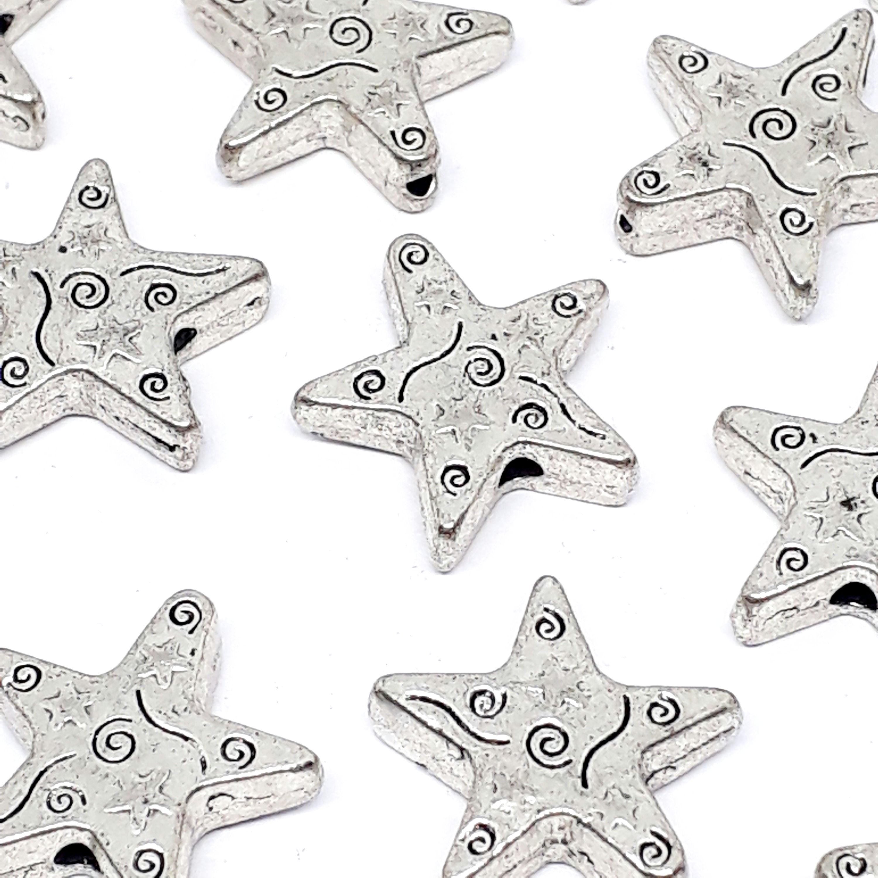 Chunky Star Antique Silver 14mm - 10pcs