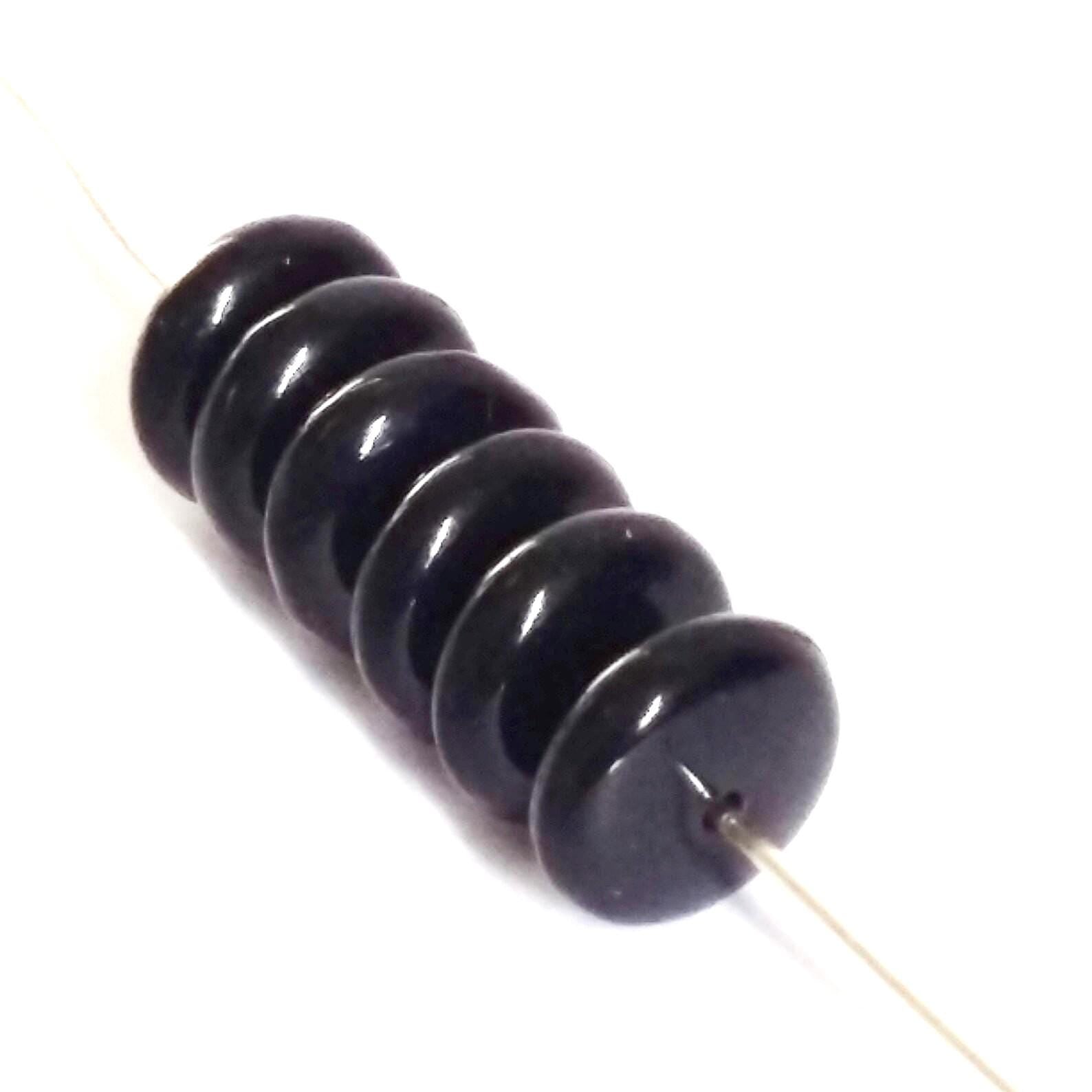 Black Czech Druk Pressed Glass Disc 8mm - 30pcs