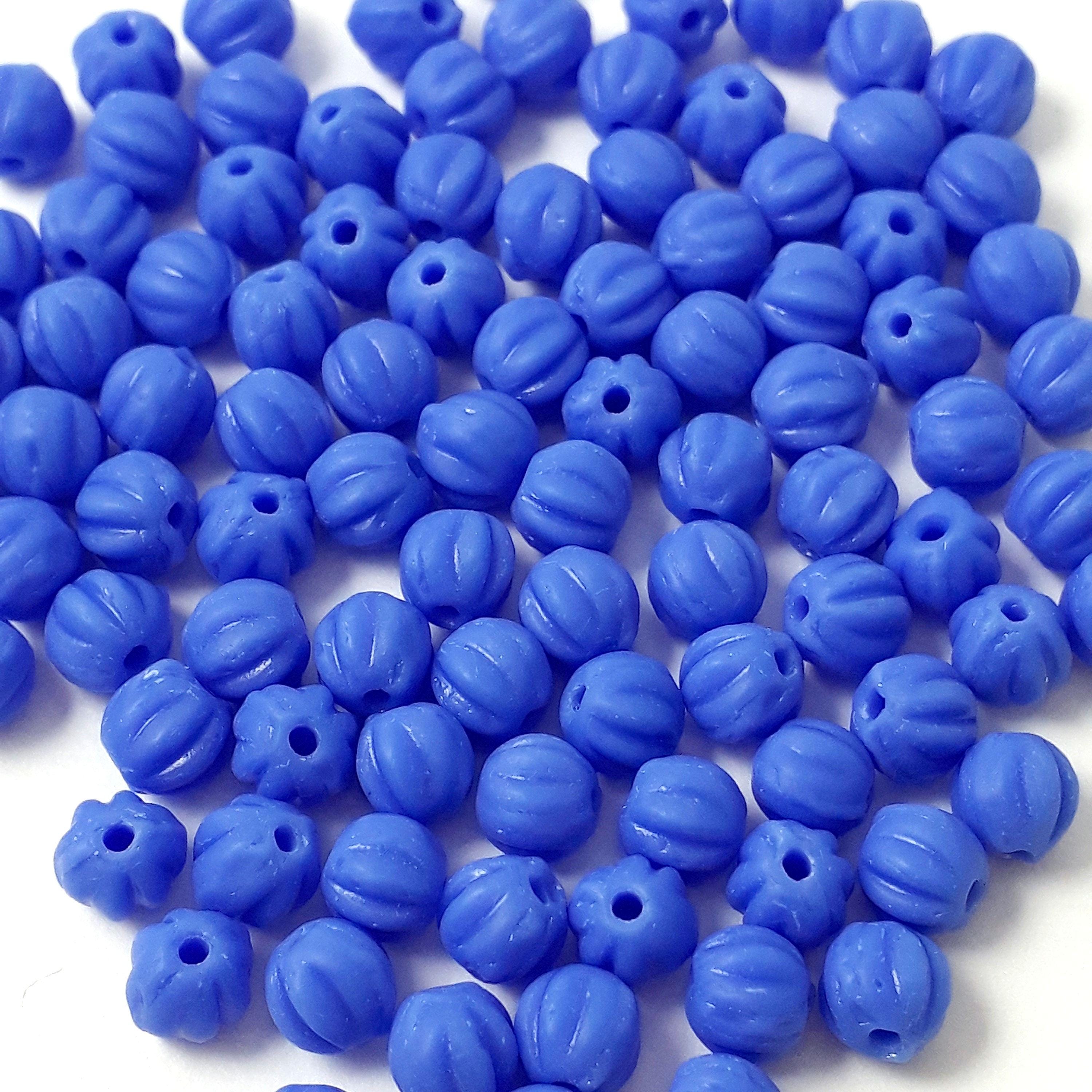 Matte Blue Fluted Round Czech Glass 4mm - 40pcs