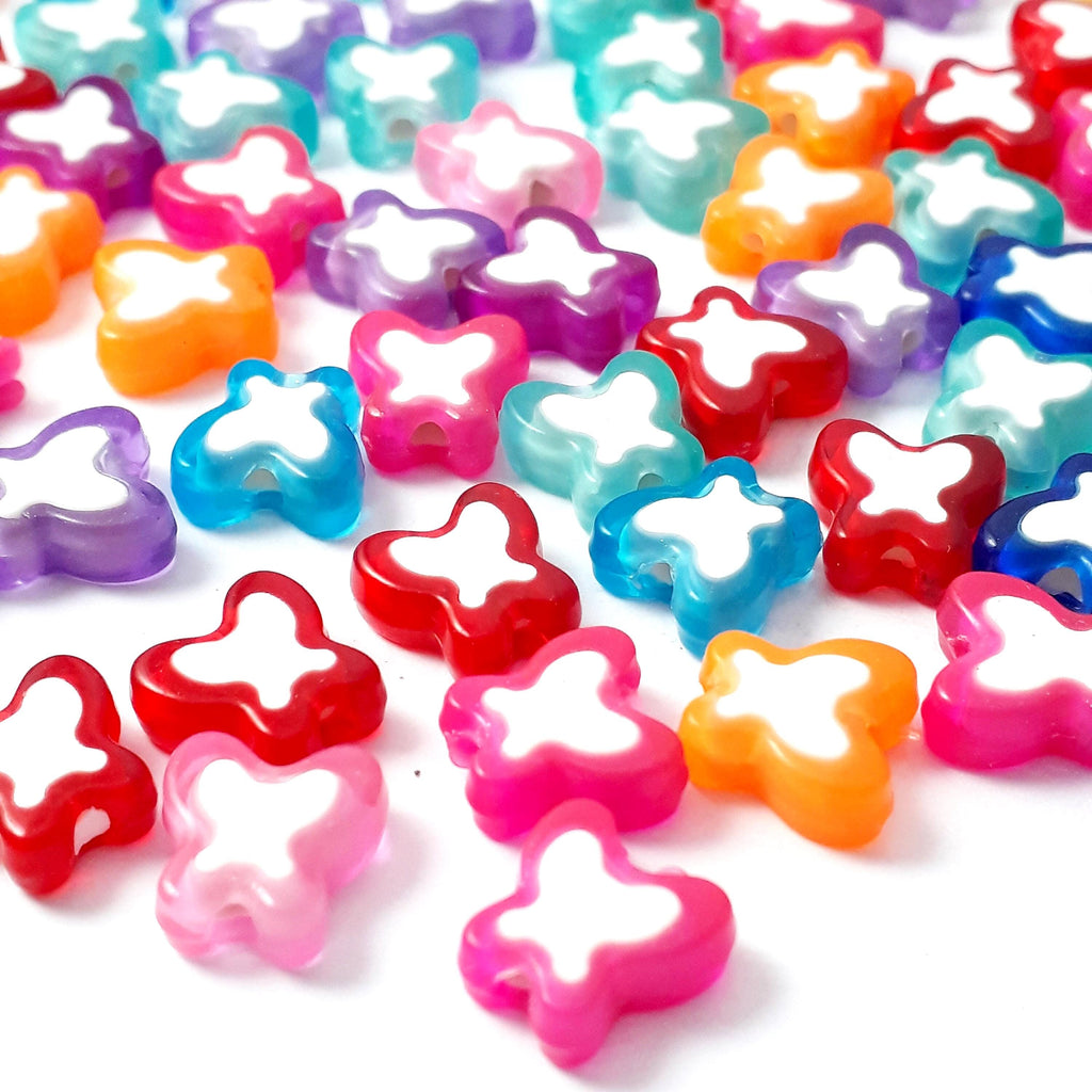 Butterfly Acrylic Mixed Colour 10x10mm - 50pcs