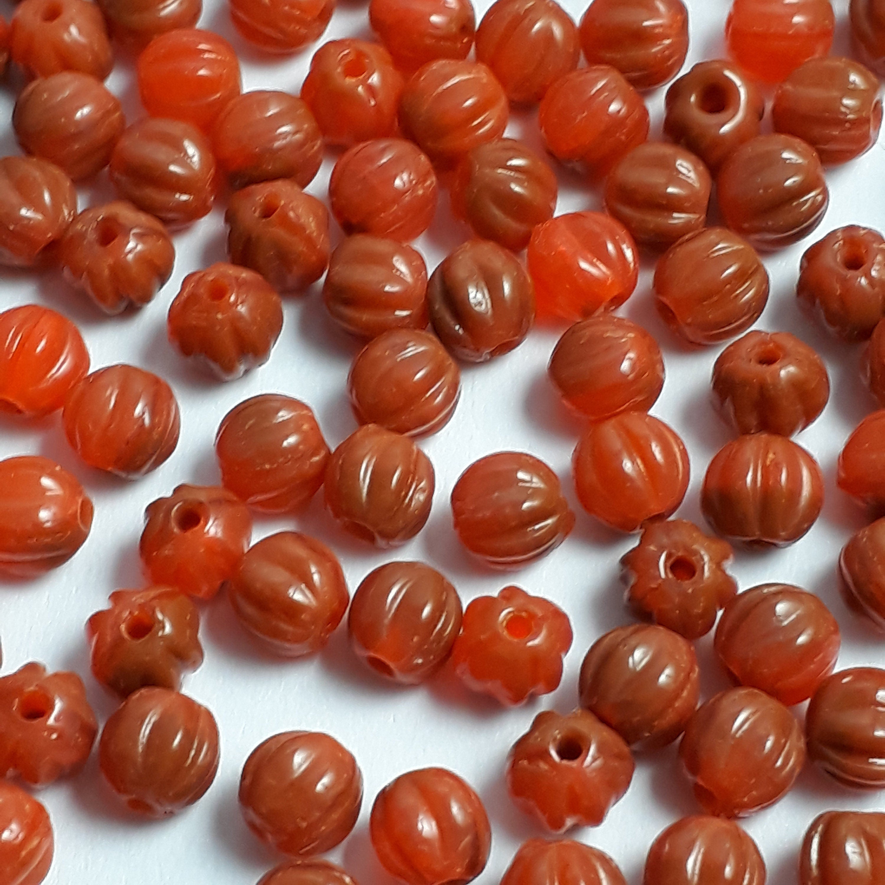 Orange & Caramel Fluted Czech Glass 4mm - 40pcs