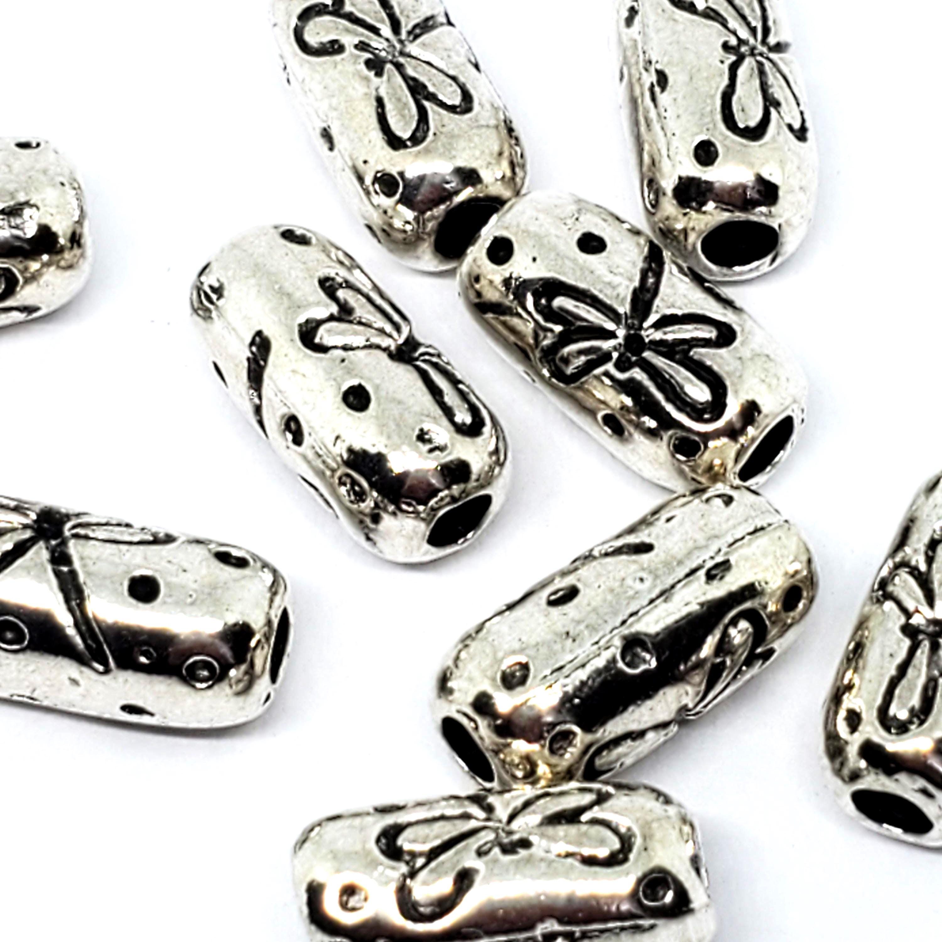 Dragonfly Antique Silver Chunky Tube 15x7mm - 5pcs