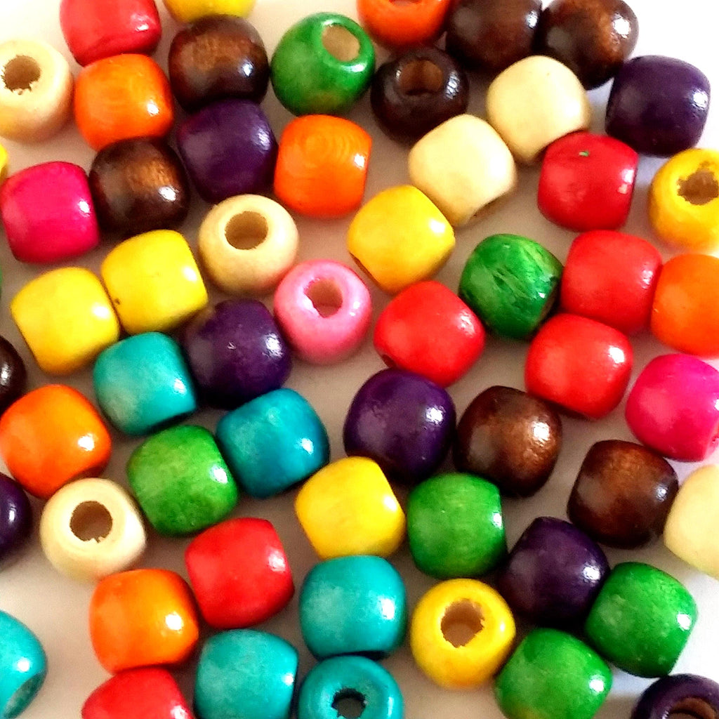 Wooden Drum Mixed Colour 12x10mm - 100pcs