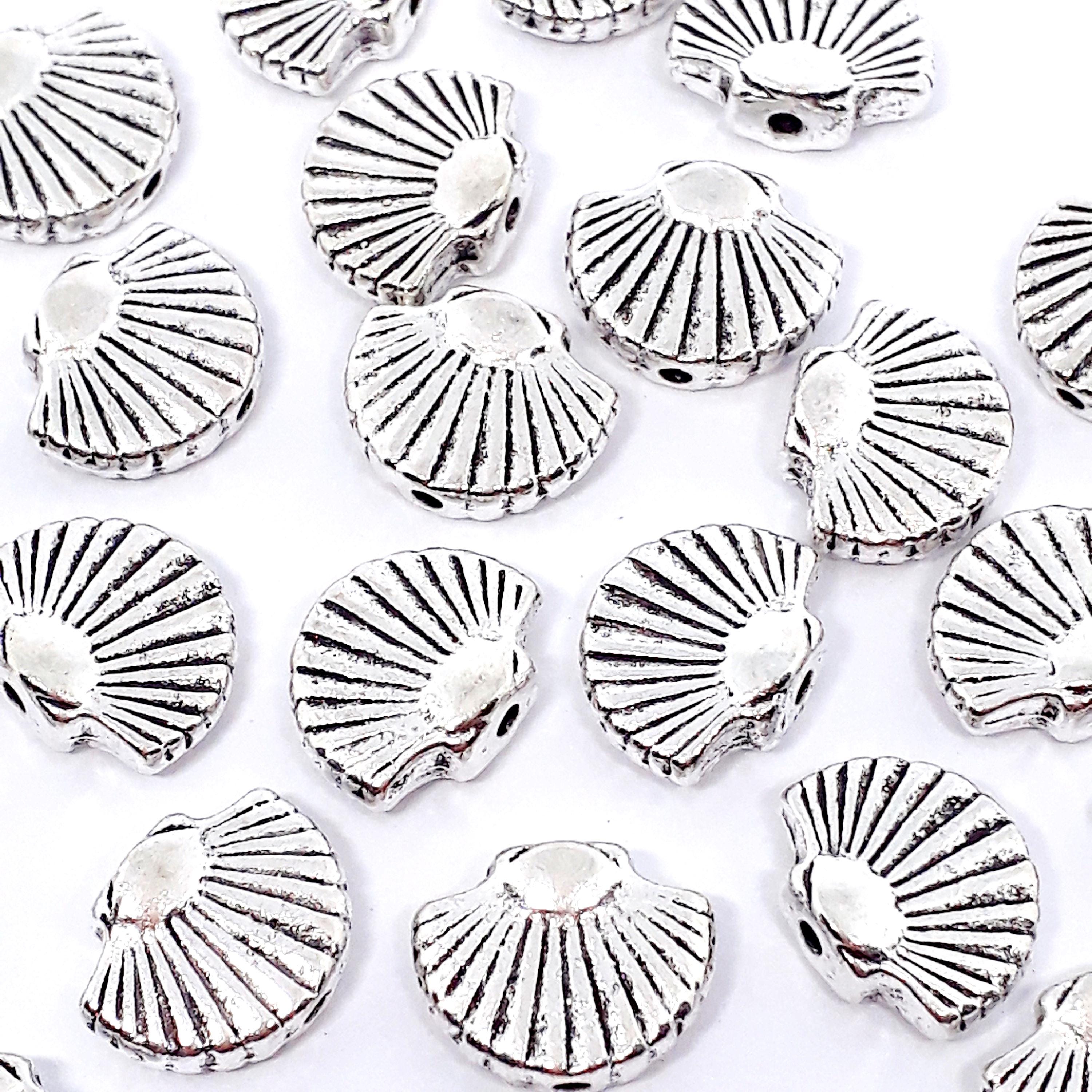 Scallop Shell Antique Silver 12x9mm - 10pcs