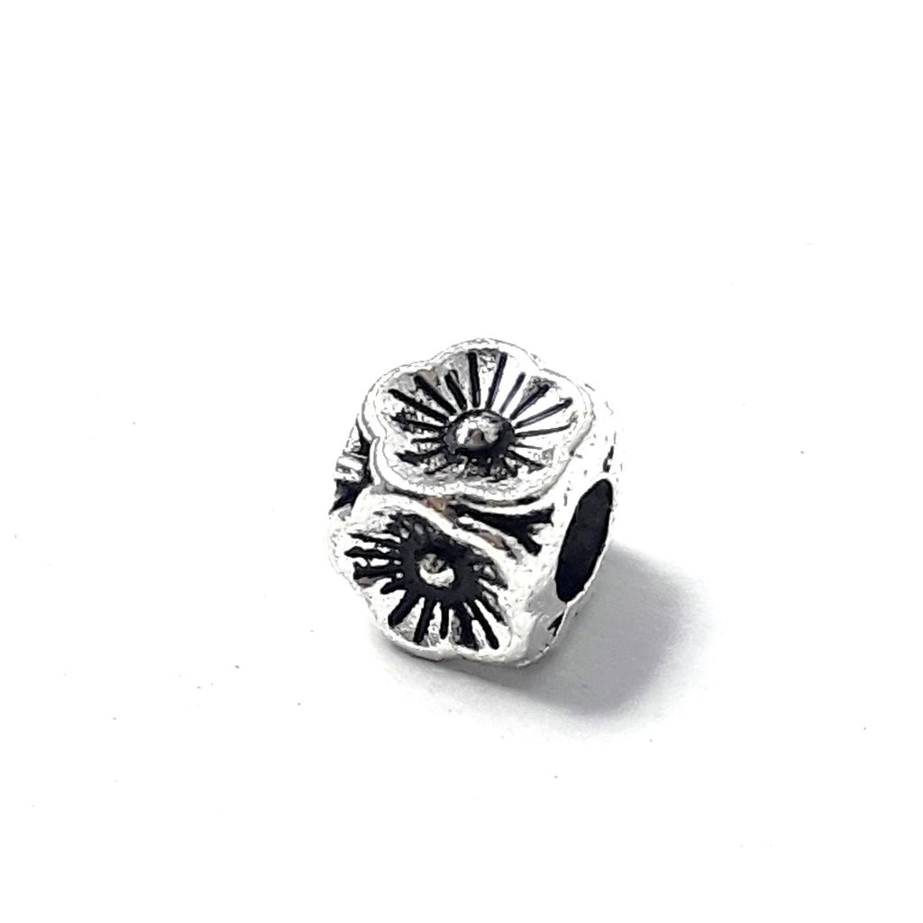Flower Cube Antique Silver 5mm - 20pcs