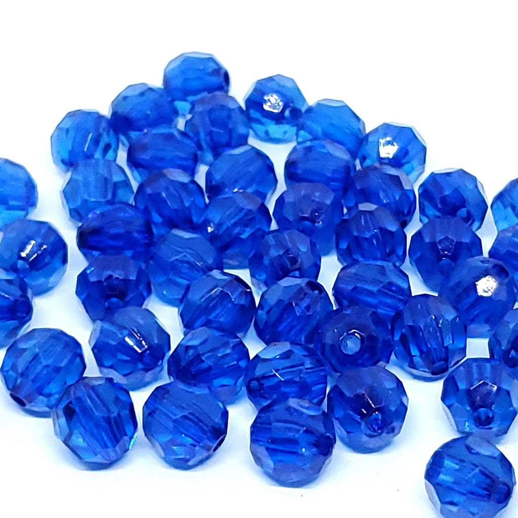 Dark Blue Acrylic Faceted Round 10mm - 50pcs