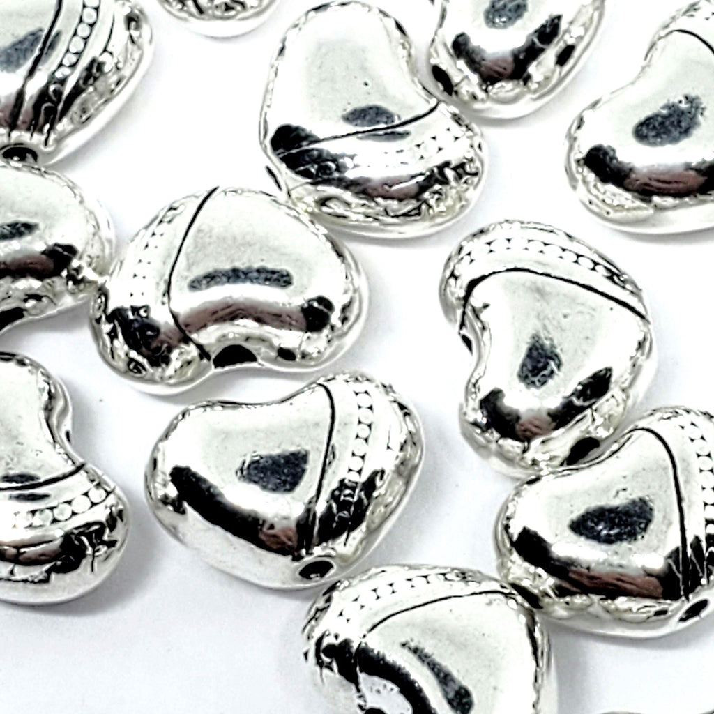 Stripes & Dots Heart Antique Silver 9x7mm - 25pcs