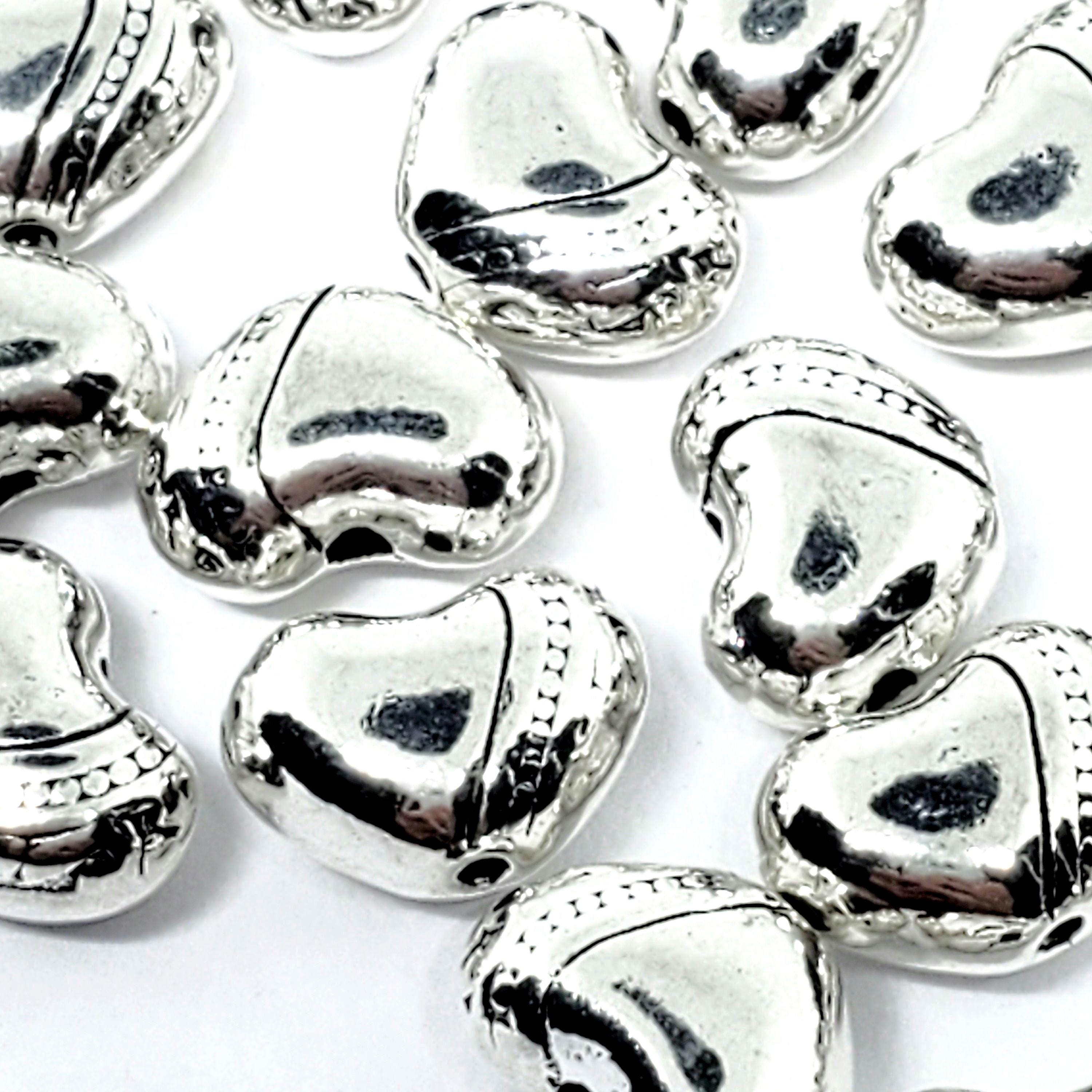Stripes & Dots Heart Antique Silver 9x7mm - 25pcs